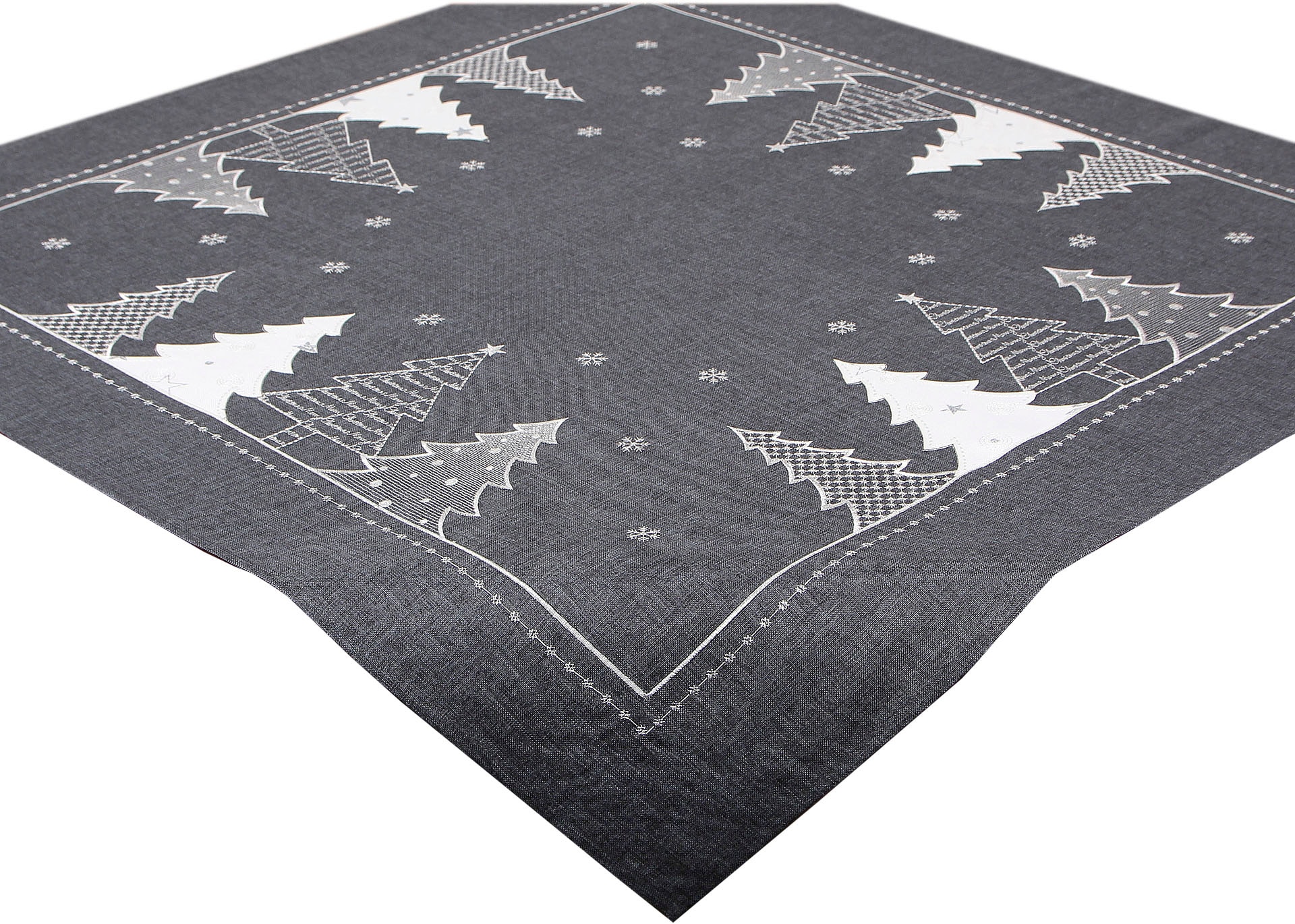 Delindo Lifestyle Mitteldecke »Tannenbaum«, (1 St.), Glattes Gewebe, bestickt