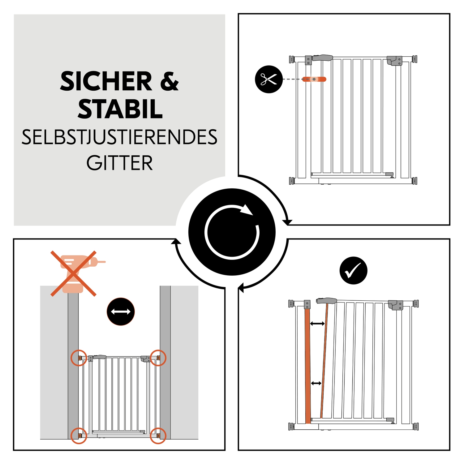 Hauck Türschutzgitter »Clear Step Set 2 inklusive Verlängerung 9 cm, White«, auch als Treppenschutzgitter verwendbar; 84-89 cm, flacher Durchgang