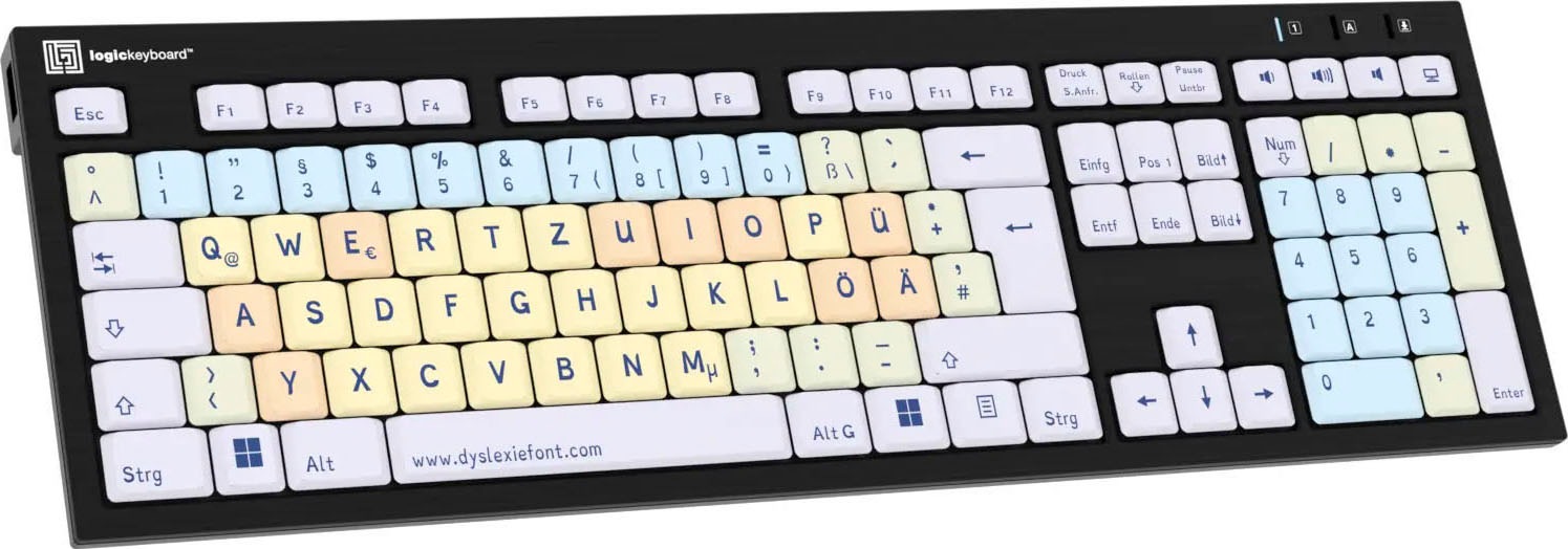 Logickeyboard Tastatur »Dyslexie Nero DE (PC)«, (Ziffernblock)