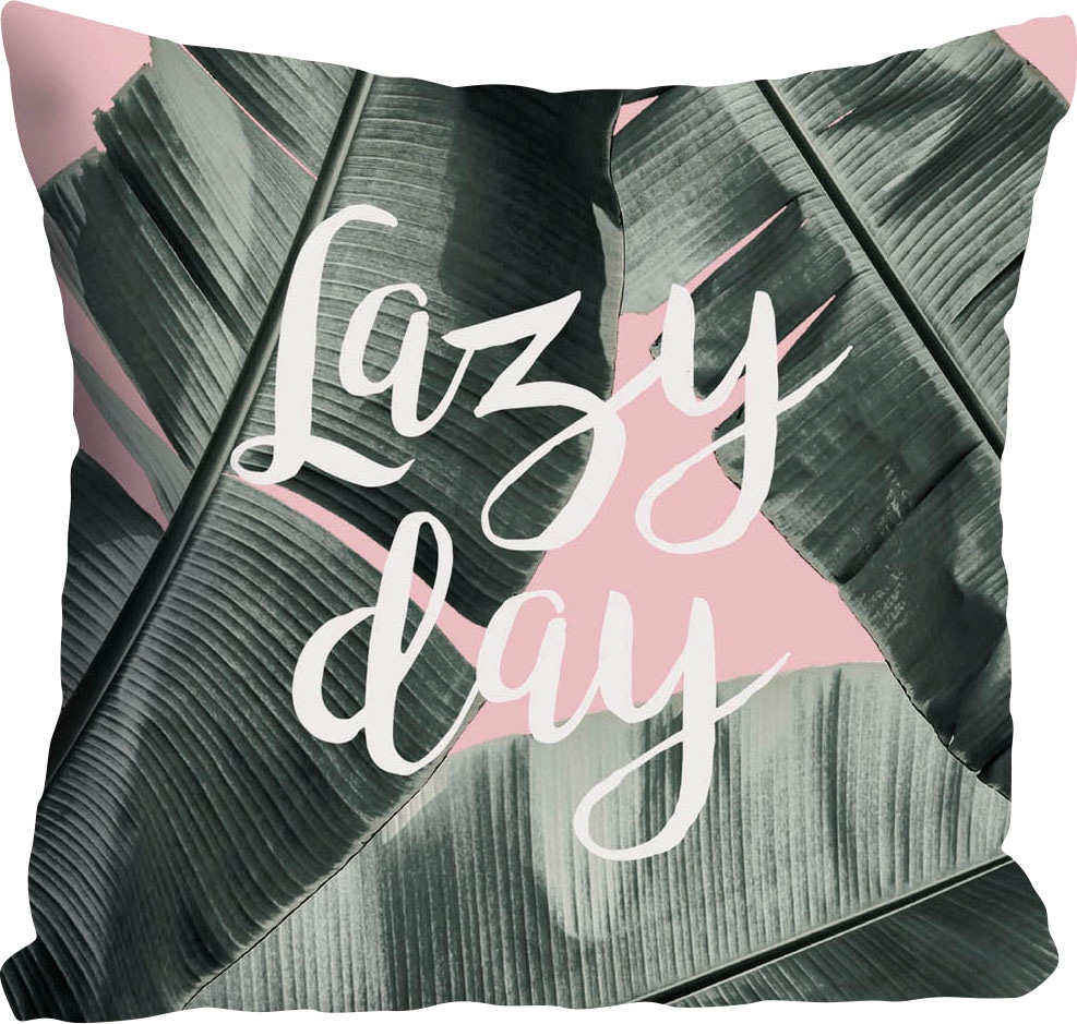 queence Dekokissen »Lazy Day«, Kissenhülle,Lazy Day,Federn,Ruhig,Entspannt,Gemütlich,Natur