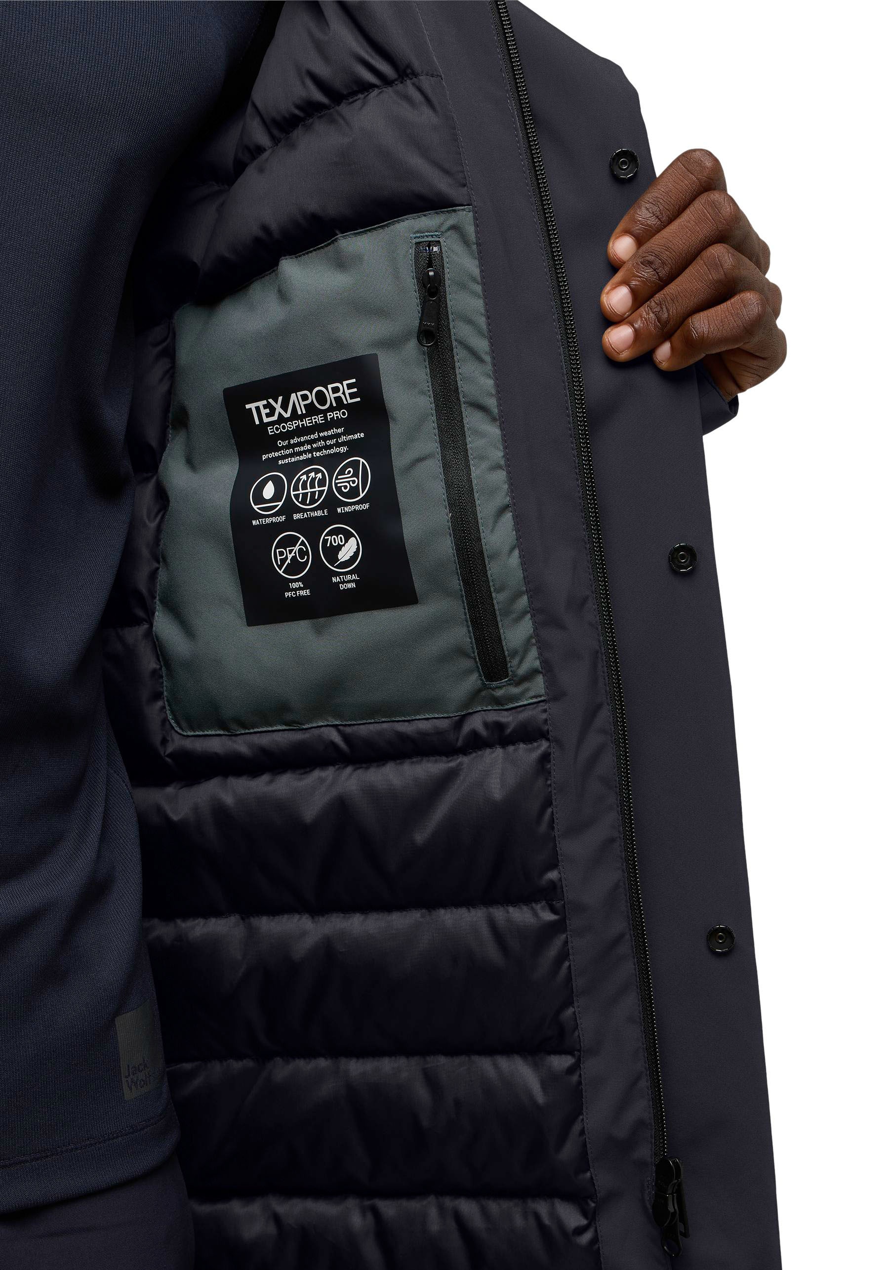 Jack Wolfskin Daunenmantel »BRANDENBURGER« Wärmend, winddicht, Daunenjacke