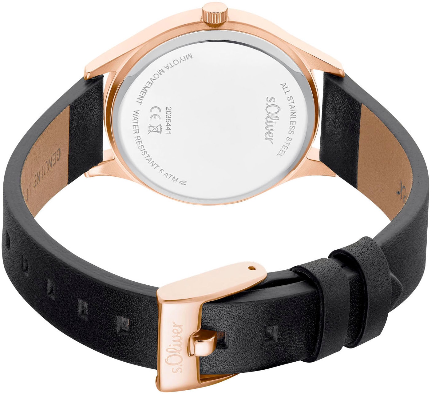 s.Oliver Quarzuhr Armbanduhr, Damenuhr, analog, Lederarmband