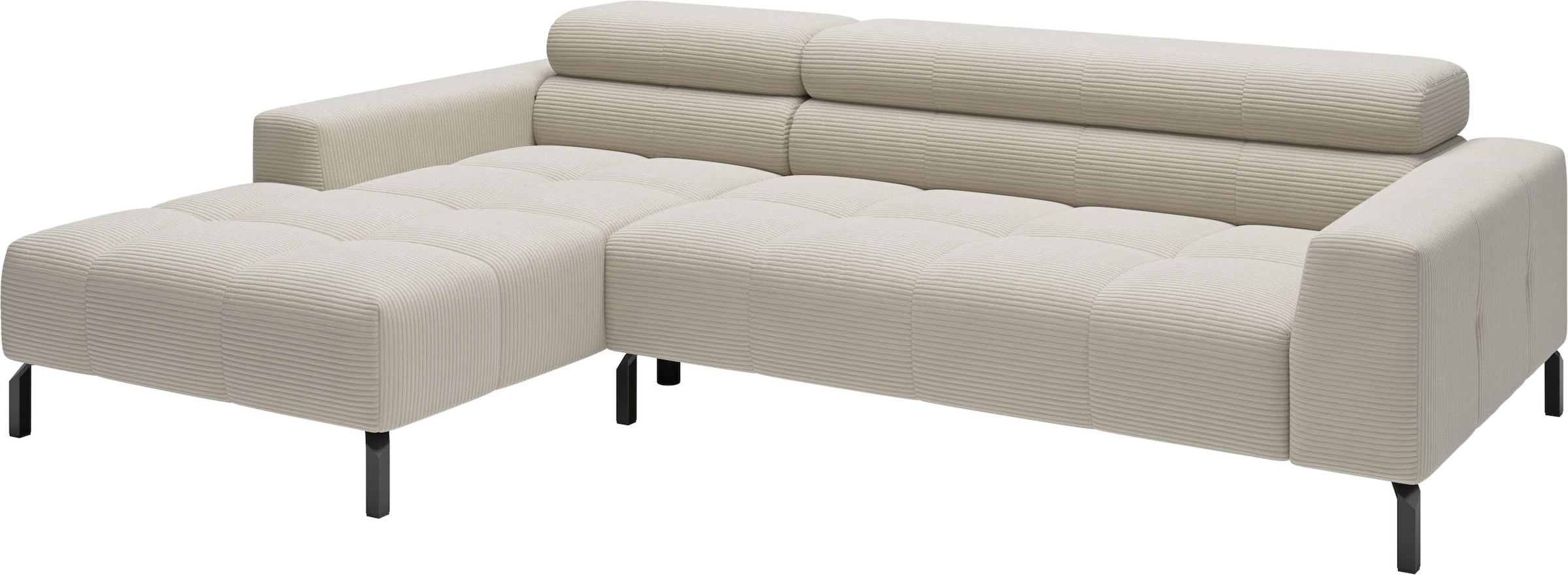 Home affaire Ecksofa »Claya, 258 cm breit, L-Form, Kopfteilverstellung« Moderne Steppung, weicher Polsteraufbau & saugroboterfreundliche Höhe