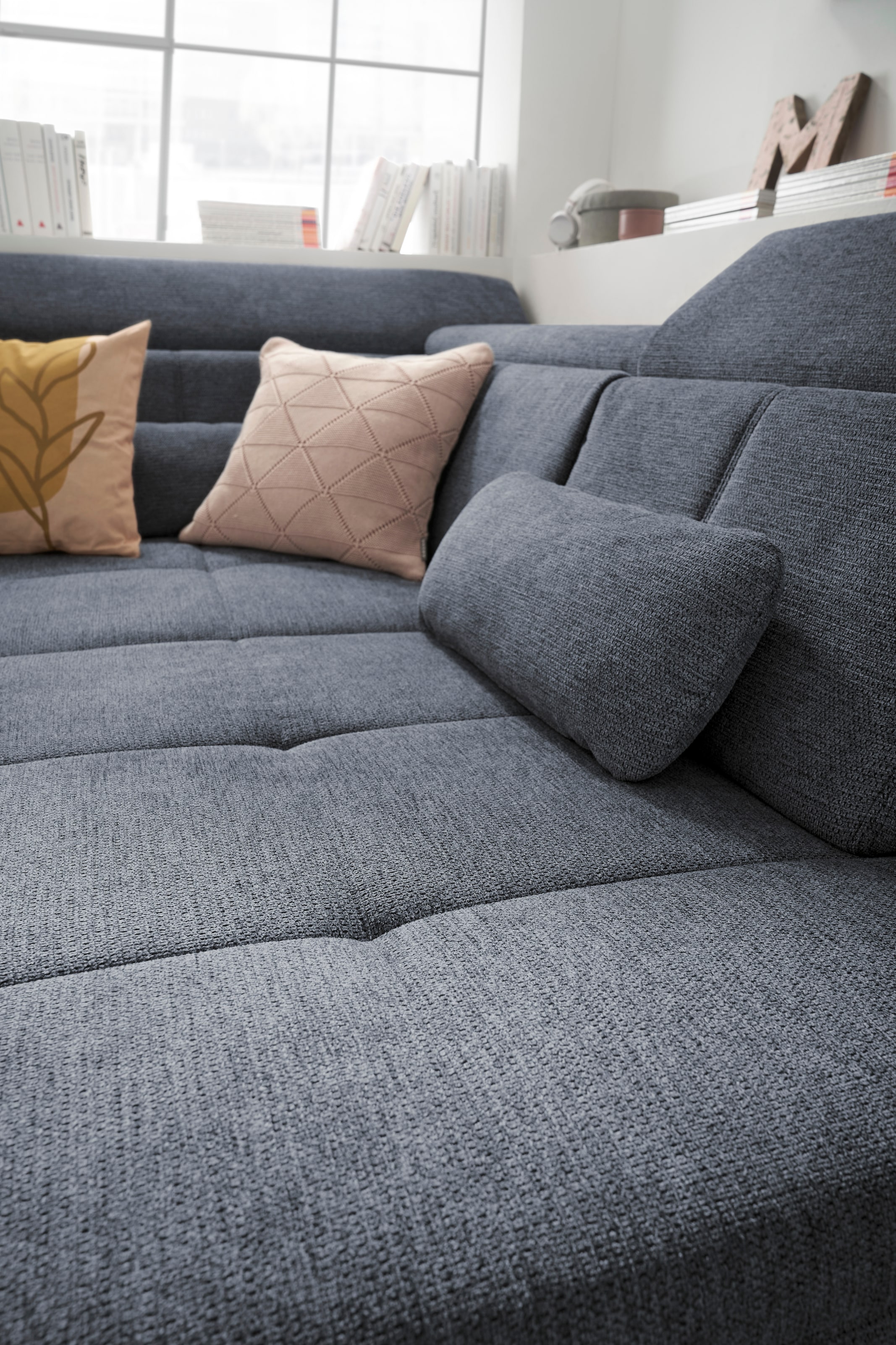 set one by Musterring Ecksofa »SO 3400 Sitzhöhe 47cm oder 49cm, Sitztiefe verstellbar, B/T 317/220 cm«, Kaltschaumpolsterung, Flachgewebe, whlw. mit weiteren Funktionen