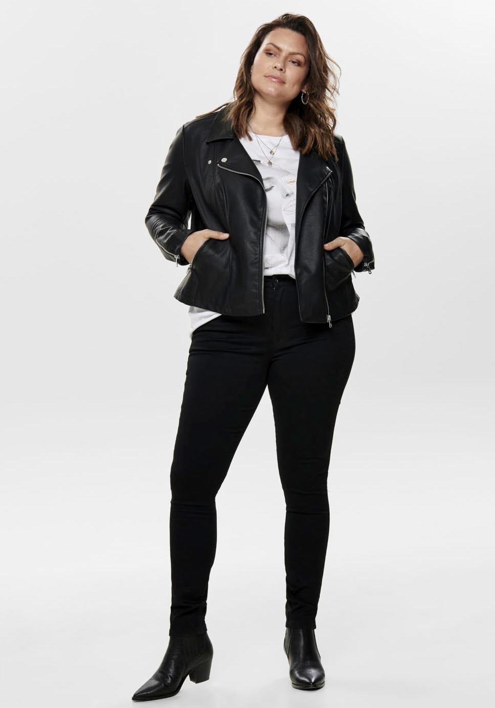 bei ♕ »CAREMMY CARMAKOMA ONLY Lederimitatjacke FAUX LEATHER BIKER«