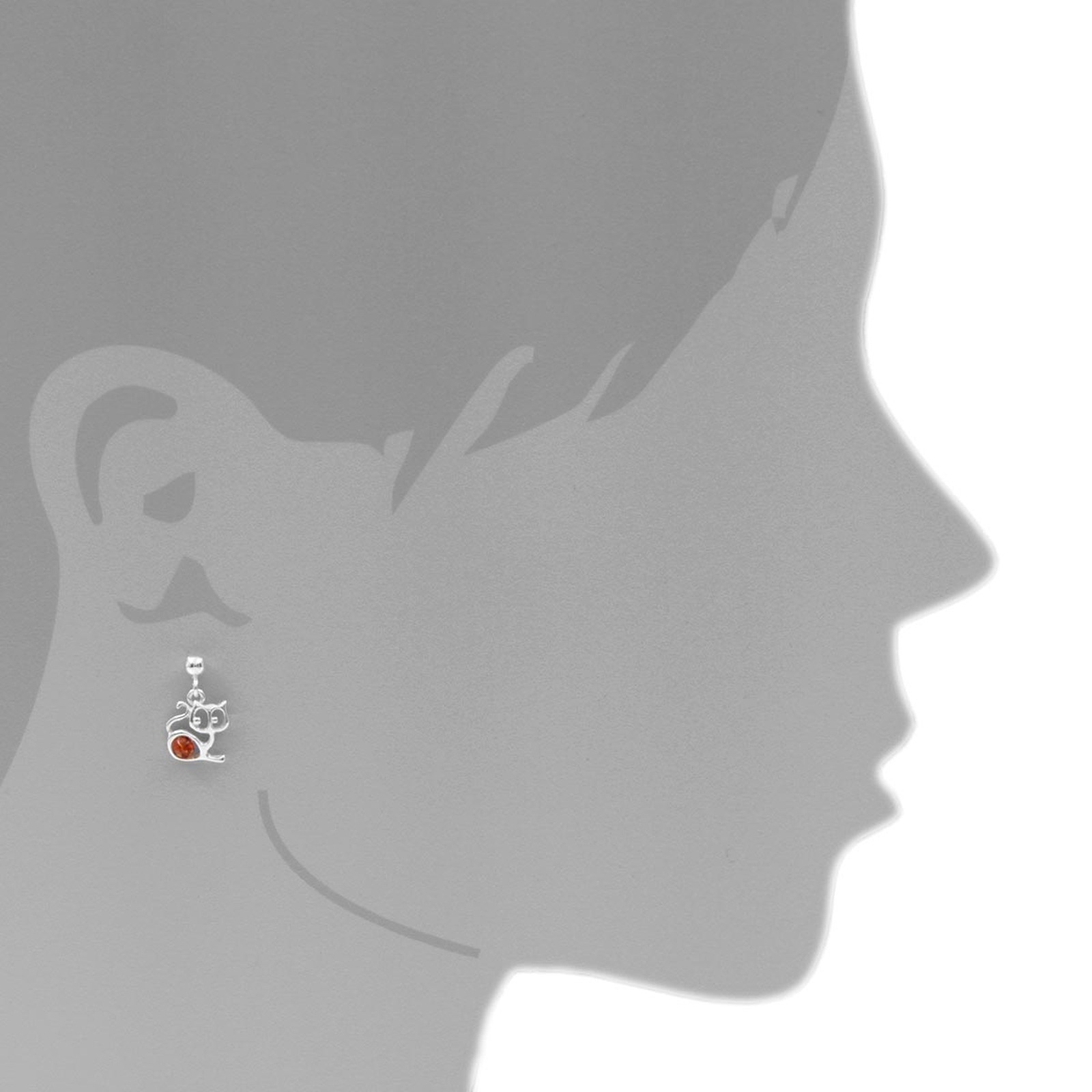 OSTSEE-SCHMUCK Paar Ohrhänger »- Katze - Silber 925/000 - Bernstein«