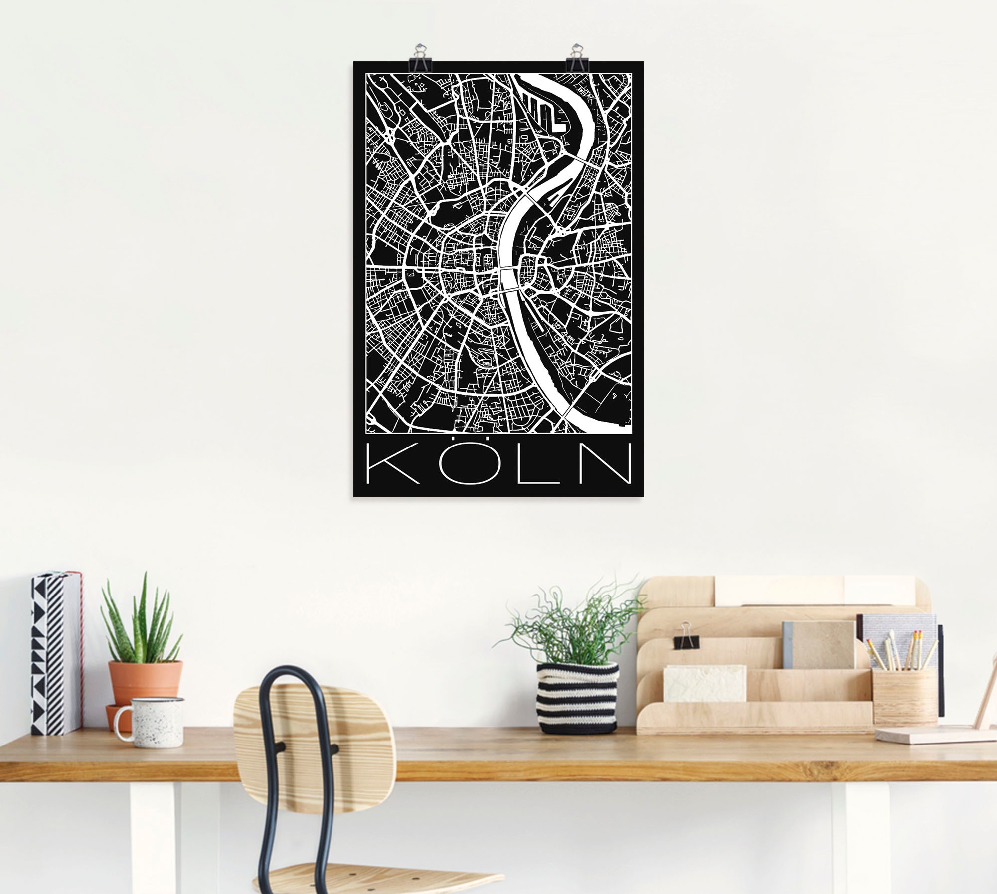 Artland Wandbild »Retro Karte Köln Deutschland Schwarz«, Deutschland, (1 St.), als Poster, Wandaufkleber in verschied. Größen