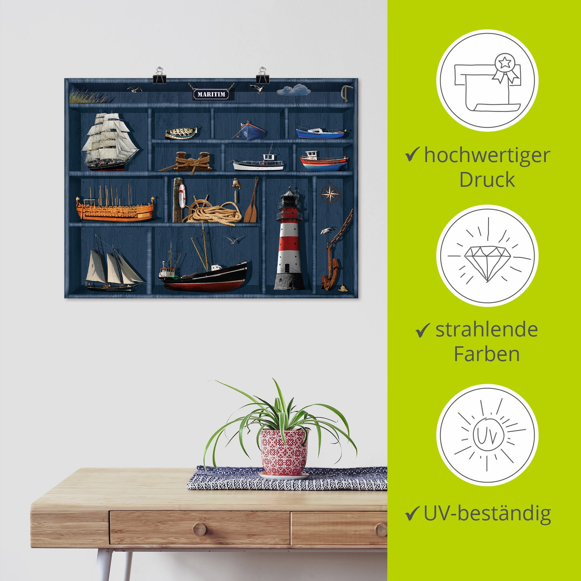 Artland Wandbild »Der maritime Setzkasten«, Arrangements, (1 St.), als Leinwandbild, Poster, Wandaufkleber in verschied. Größen