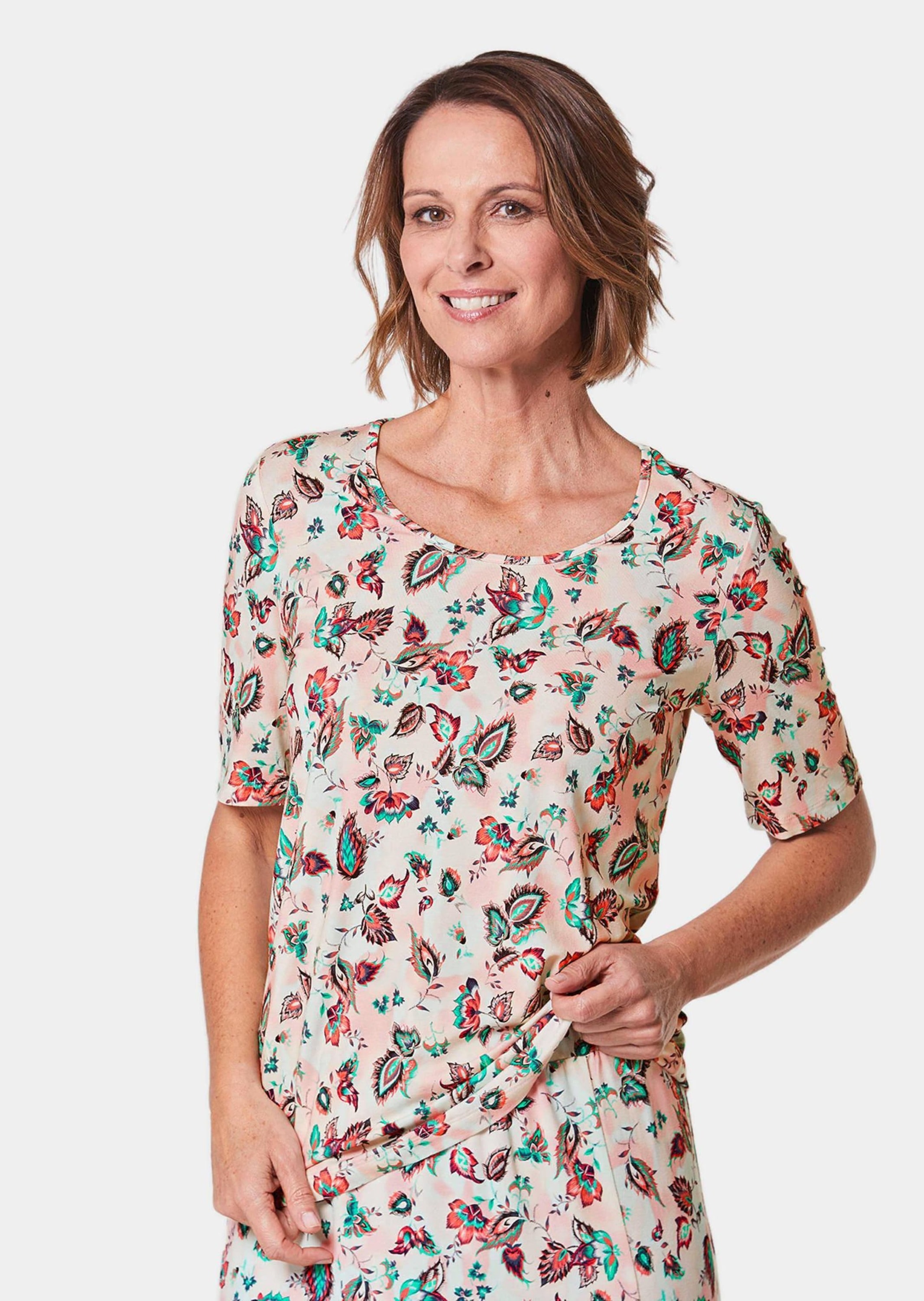 GOLDNER Print-Shirt »Kurzgröße Druckshirt in kraftvollen Farben«