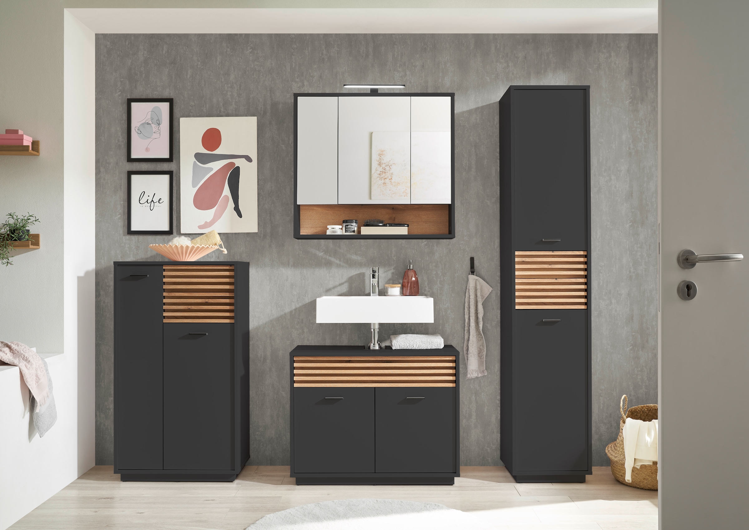 BASIC by Balculina Hochschrank »Liguria B/H/T 38x191x35 cm« 1 Stk. tlg. Breite 38cm, Unterflurauszug, FSC-Mix 70%