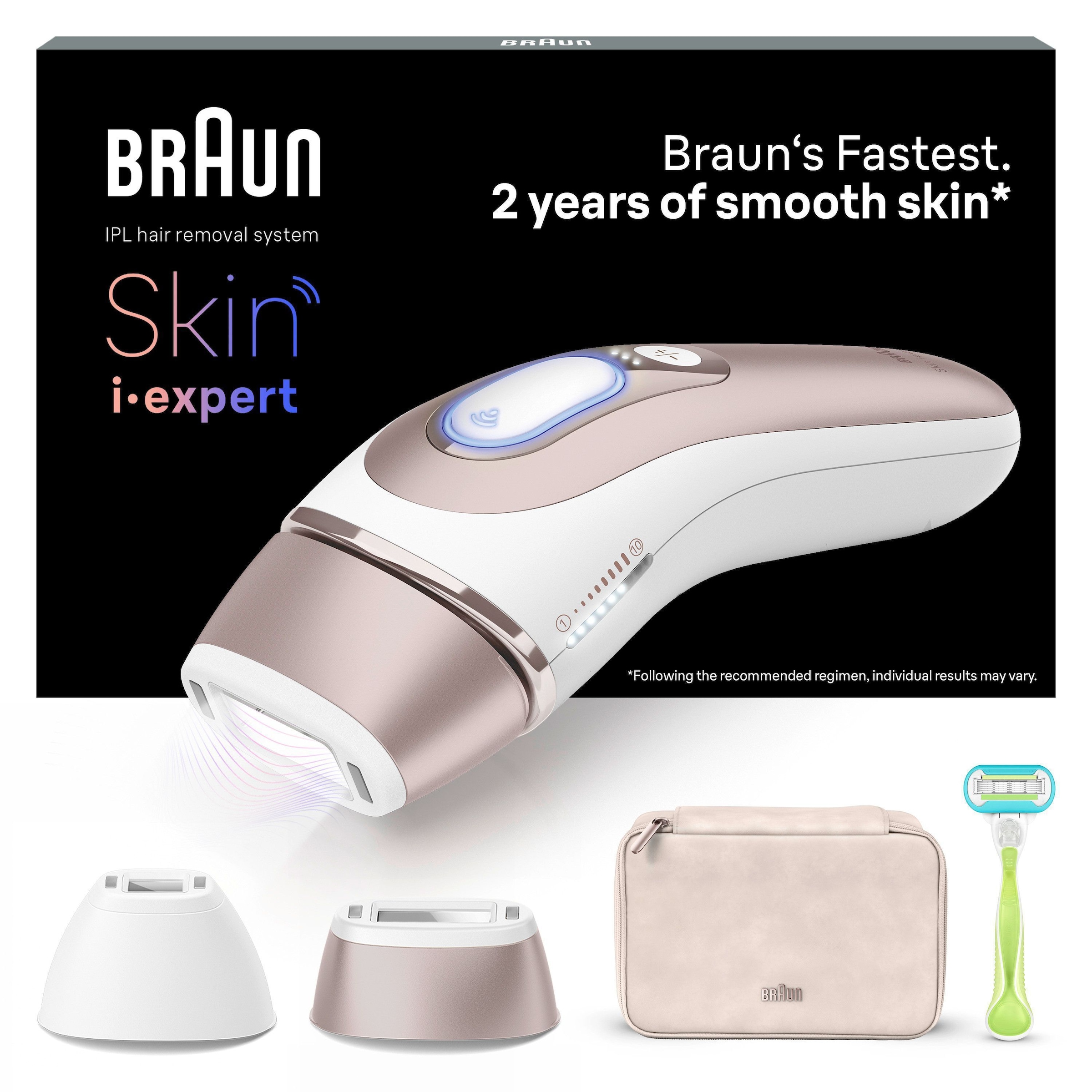 Braun IPL-Haarentferner »Smart Skin i·expert PL7147« 2 Aufsätze für Gesicht & Körper, Venus Rasierer & Aufbewahrungstasche