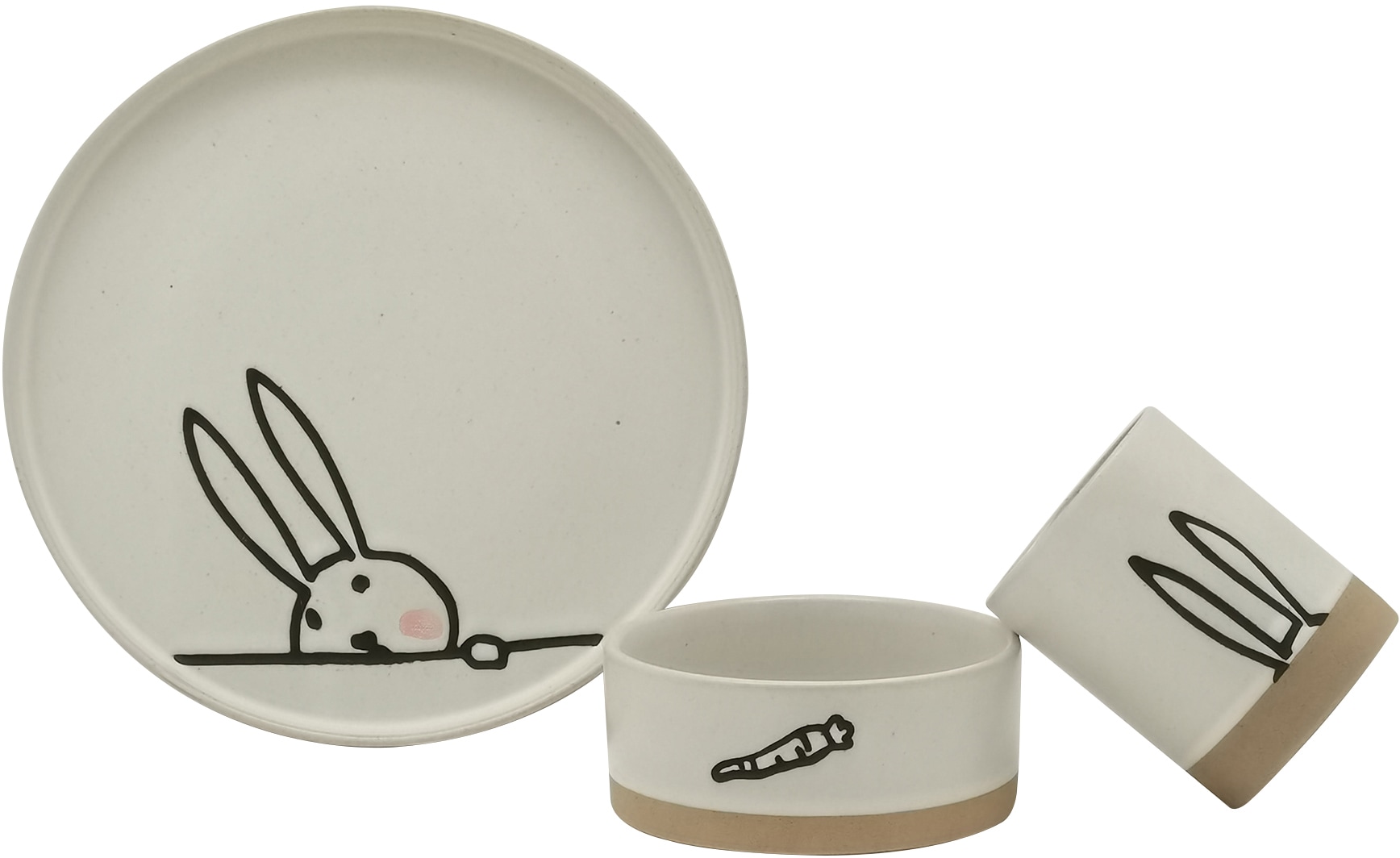 Lüttenhütt Kindergeschirr-Set »Hanke«, (Set, 3 tlg.), Bunny-Dekor, 3 Teile, für 1 Person