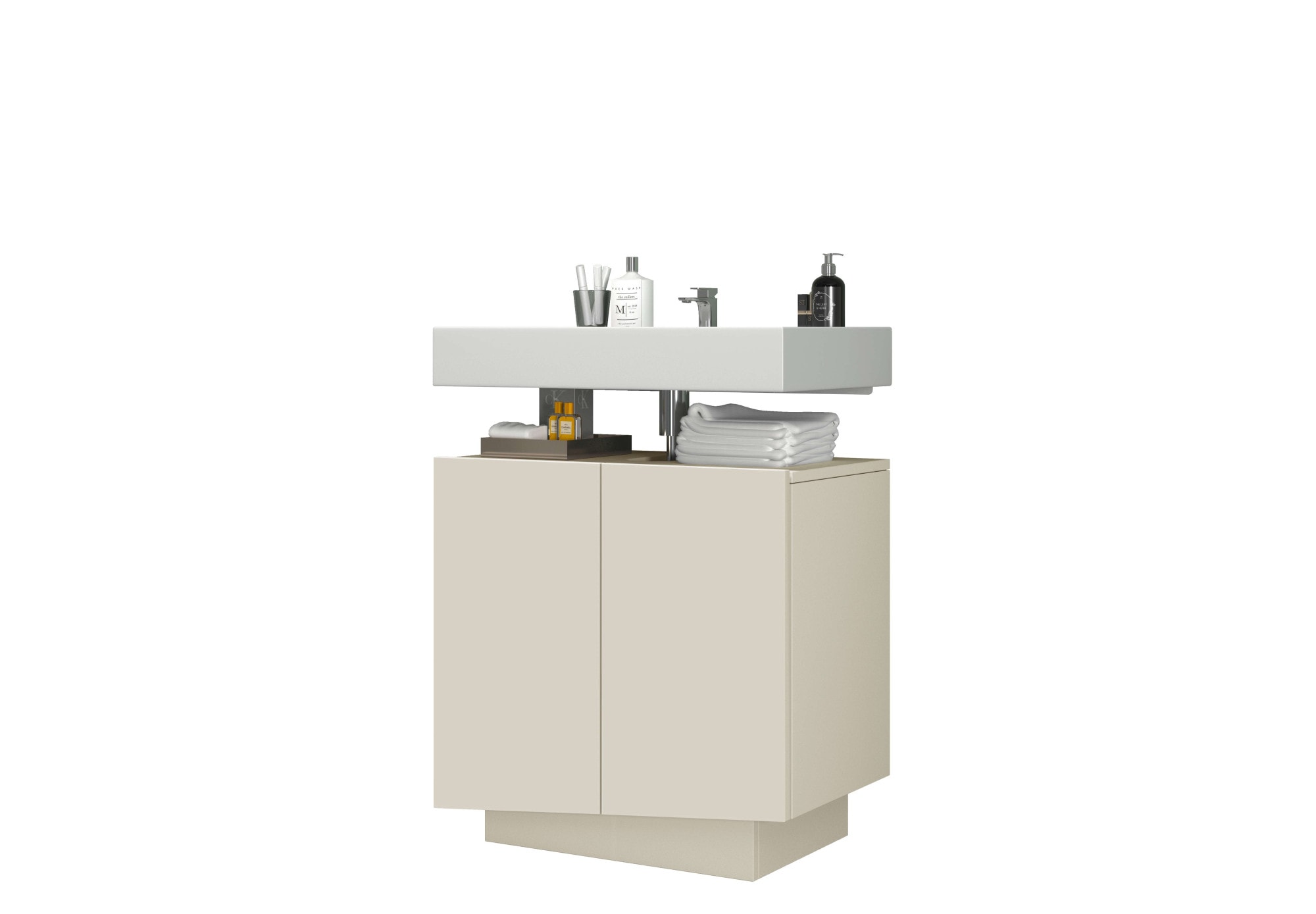 welltime Waschbeckenunterschrank "Vela,Breite 60cm, 2 Türen, 2 Fächer, mit Siphonausschnitt" 1 Stk. tlg. Waschbeckenunterschrank,Waschtisch,Design mit schrägen Türen