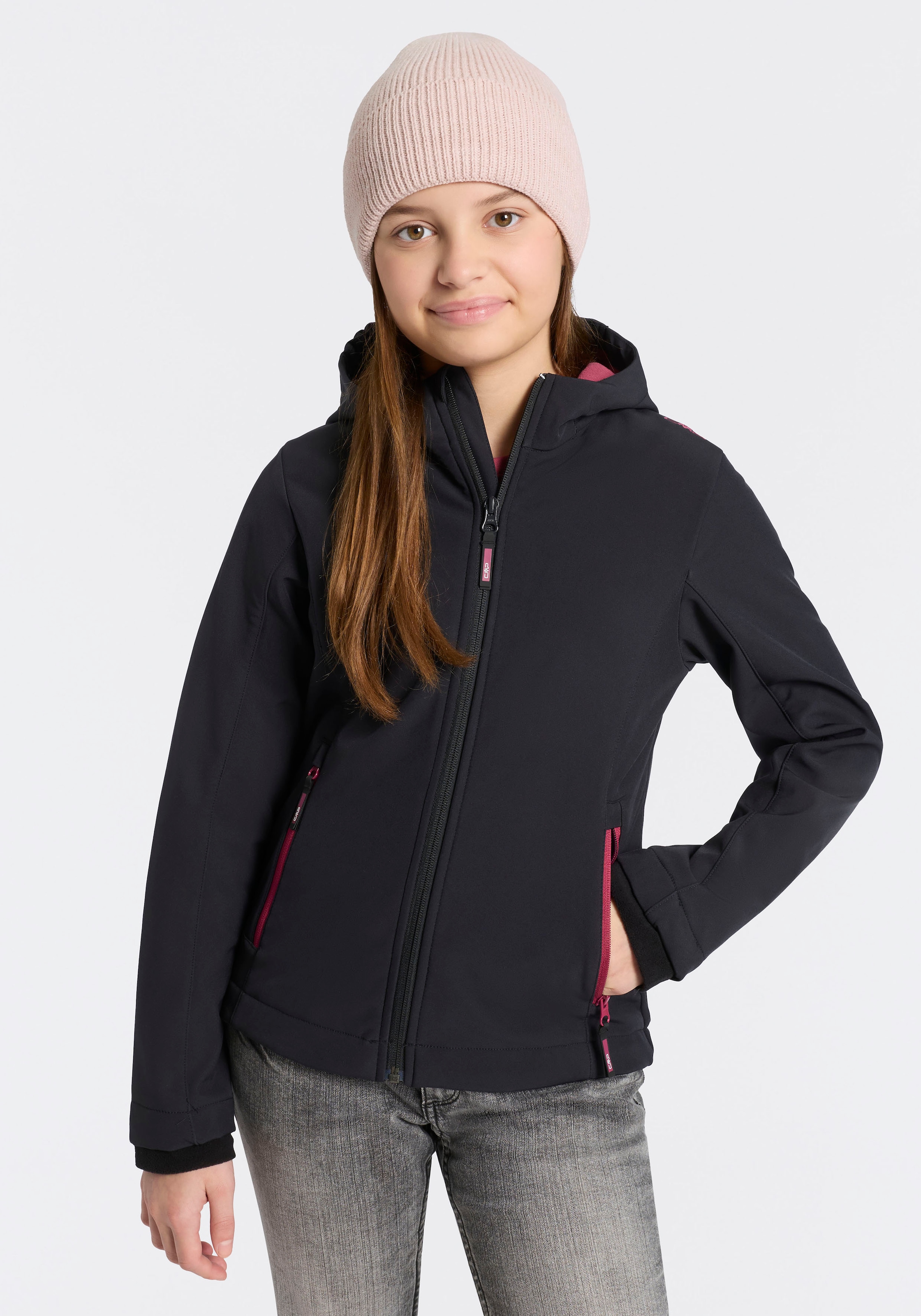 CMP Softshelljacke »KID G JACKET FIX HOOD für Kinder43405465« mit Kapuze Atmungsaktiv & Wasserabweisend & Windabweisend ,Übergangsjacke