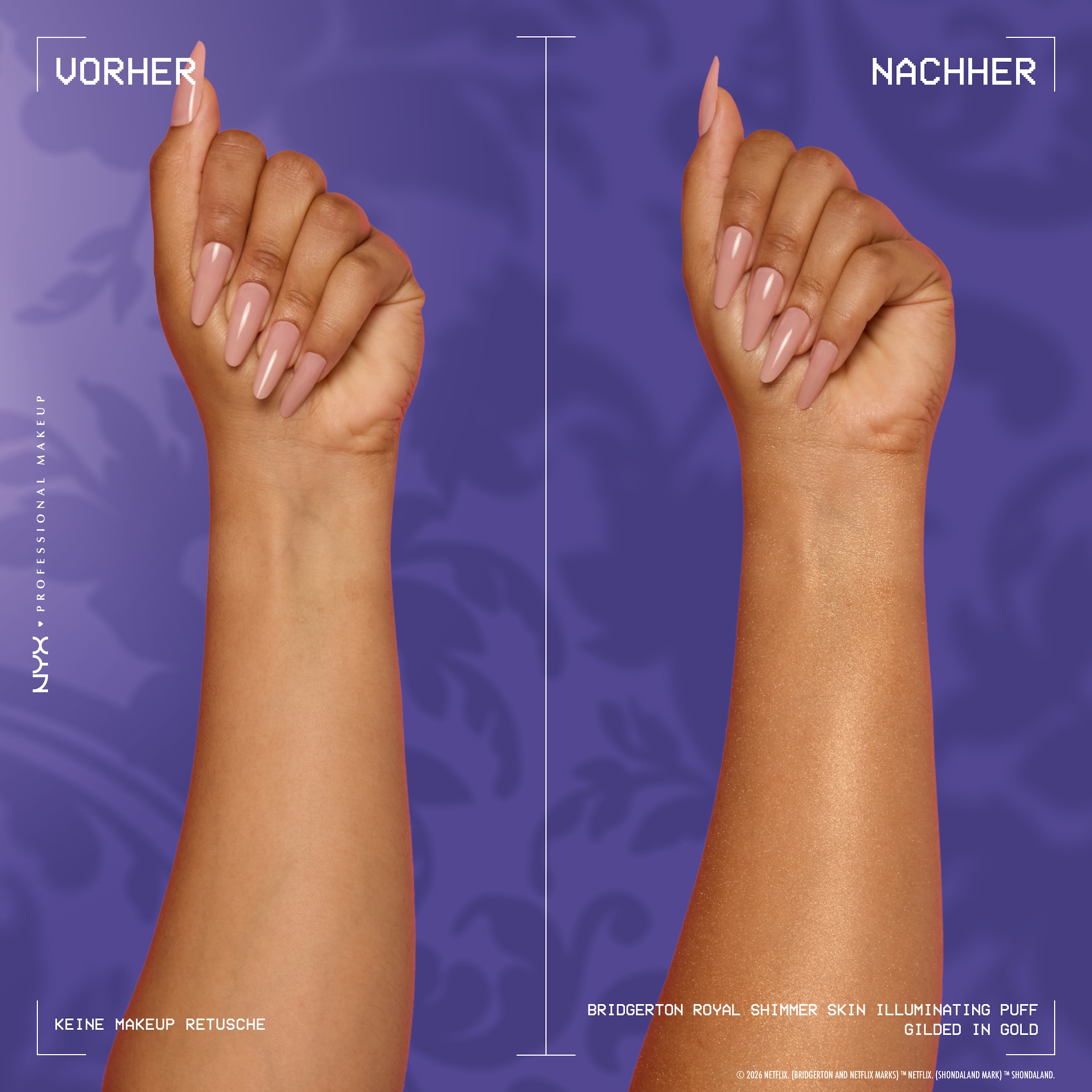 NYX PROFESSIONAL MAKEUP Highlighter »BRIDGERTON ROYAL SHIMMER SKIN ILLUMINATING PUDER« perlmuttveredelte Puder