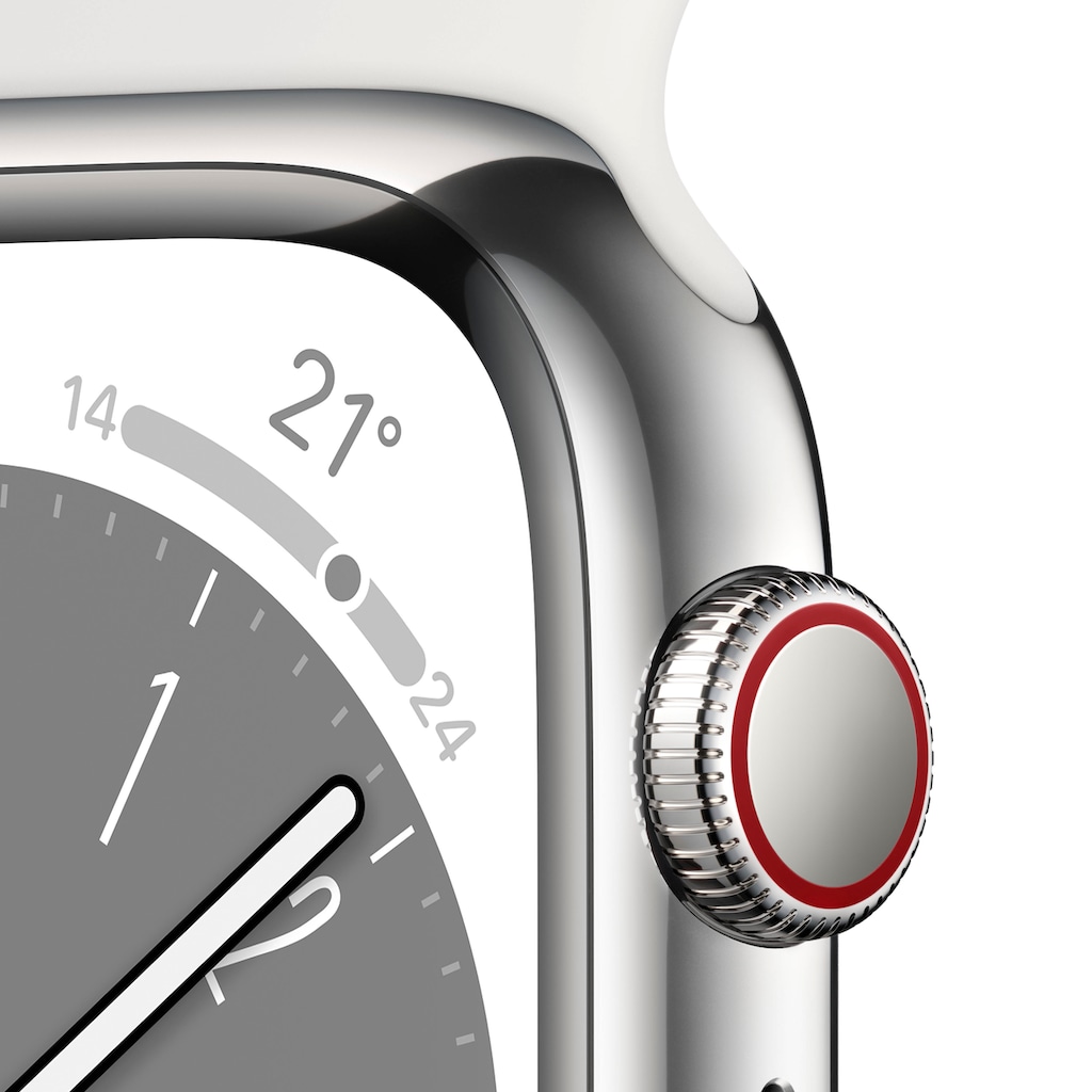 Apple Watch »Watch Series 8 GPS + Cellular 45mm Edelstahl Sportarmband«