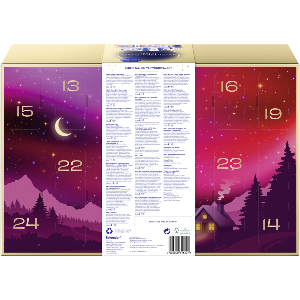 Nivea Kosmetik-Adventskalender »NIVEA Adventskalender 2026« ab 14 Jahren Pflege Geschenkset