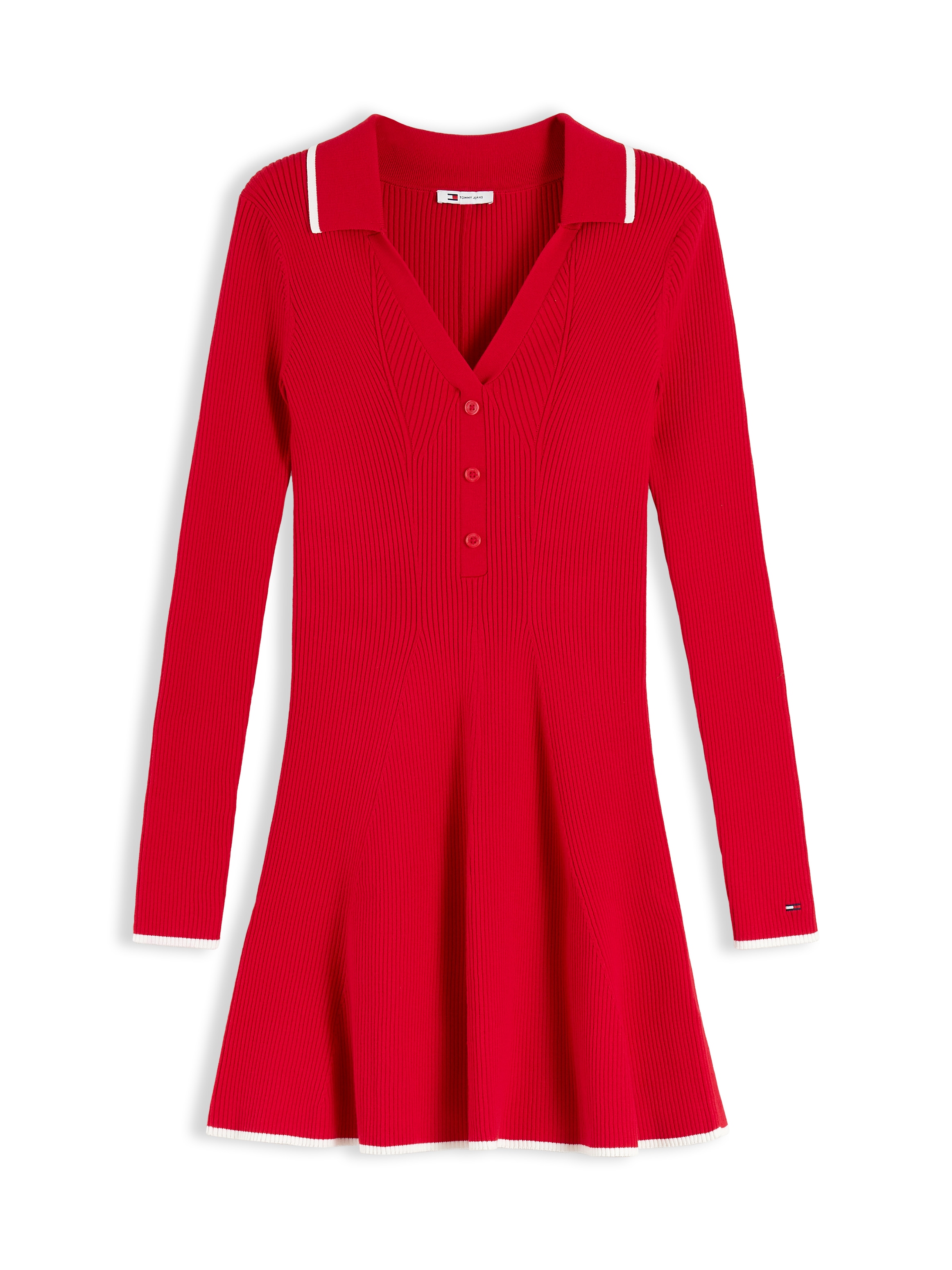 Tommy Jeans Sweatkleid »TJW SWEATER FLARE POLO DRESS« Baumwollmischung, in ausgestellter Form