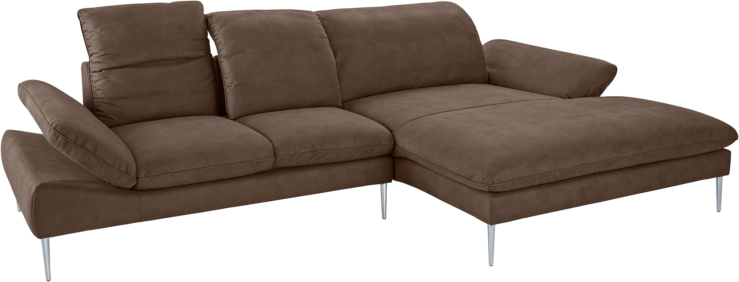 W.SCHILLIG Ecksofa »enjoy&MORE, Designsofa, elegant und bequem, L-Form« mit Sitztiefenverstellung, Füße silber matt, Breite 310 cm