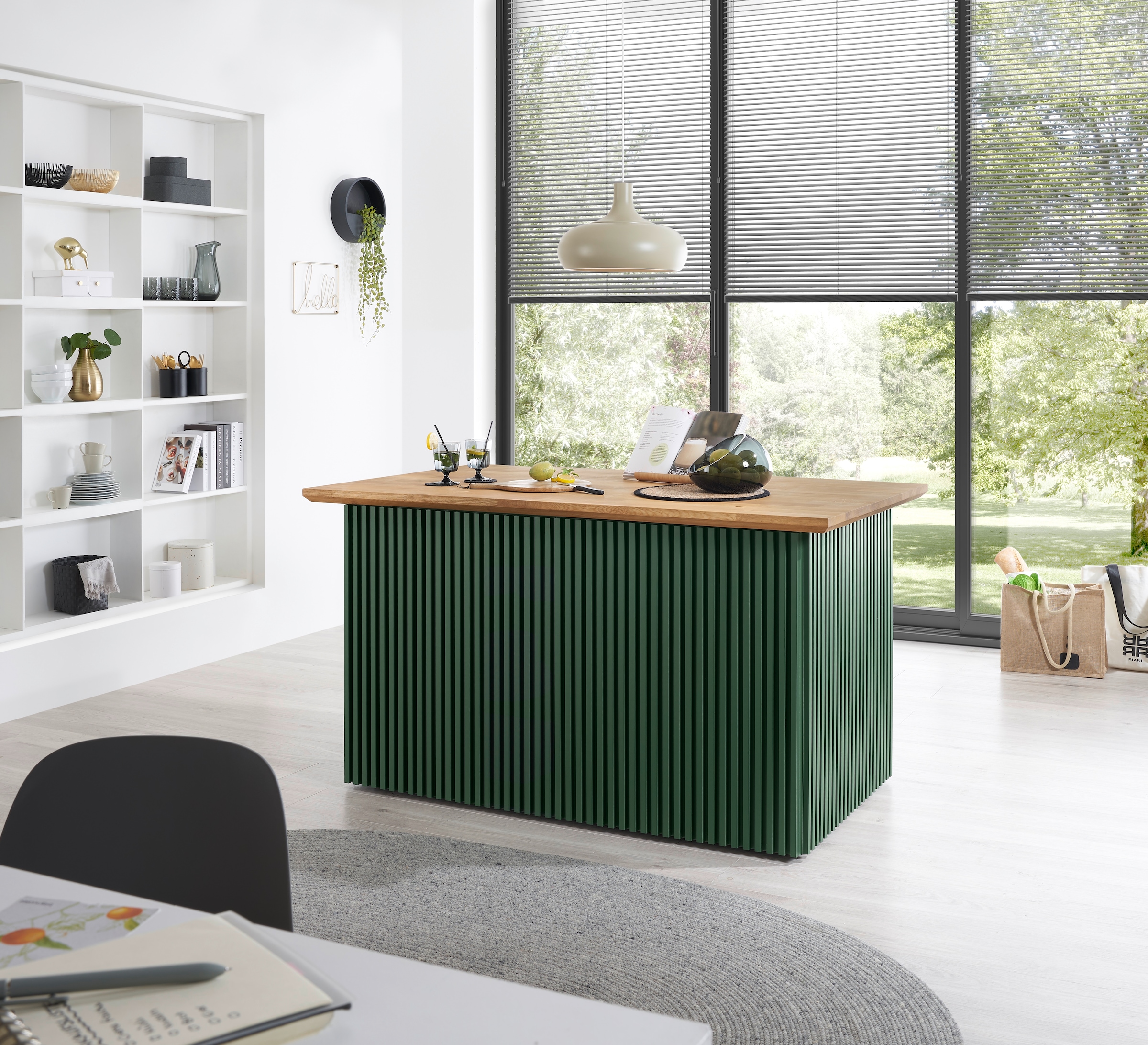 BASIC by Balculina Kücheninsel »Sandella B/H/T 160x87x90 cm« Breite 160 cm, Arbeitsplatte eiche massiv