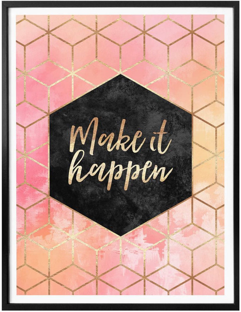 Wall-Art Poster »Make it Happen Gold«, Schriftzug, (1 St.) bequem kaufen