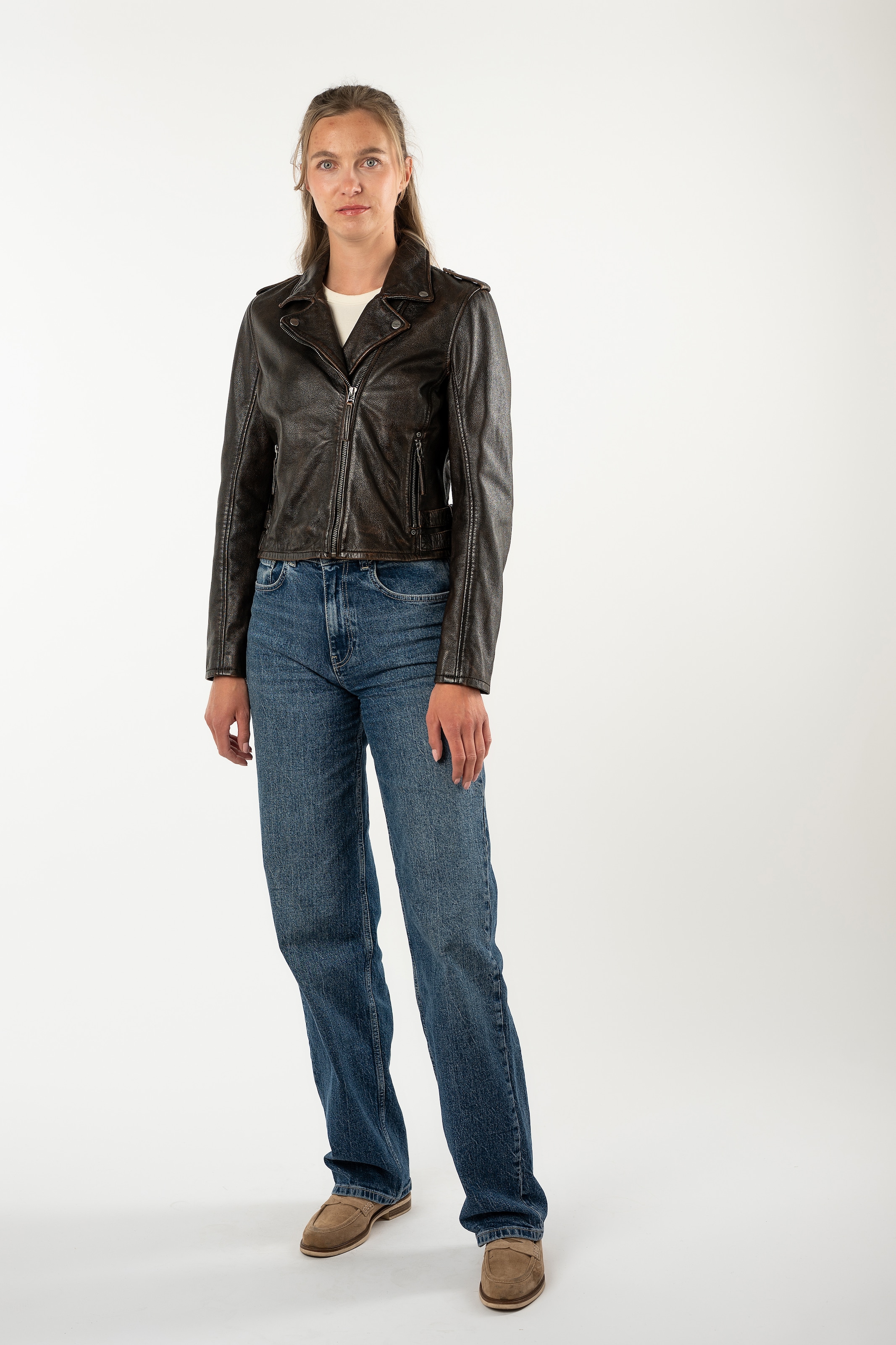Mauritius Lederjacke »MWKatica« mit Reverskragen, Vintage-Optik