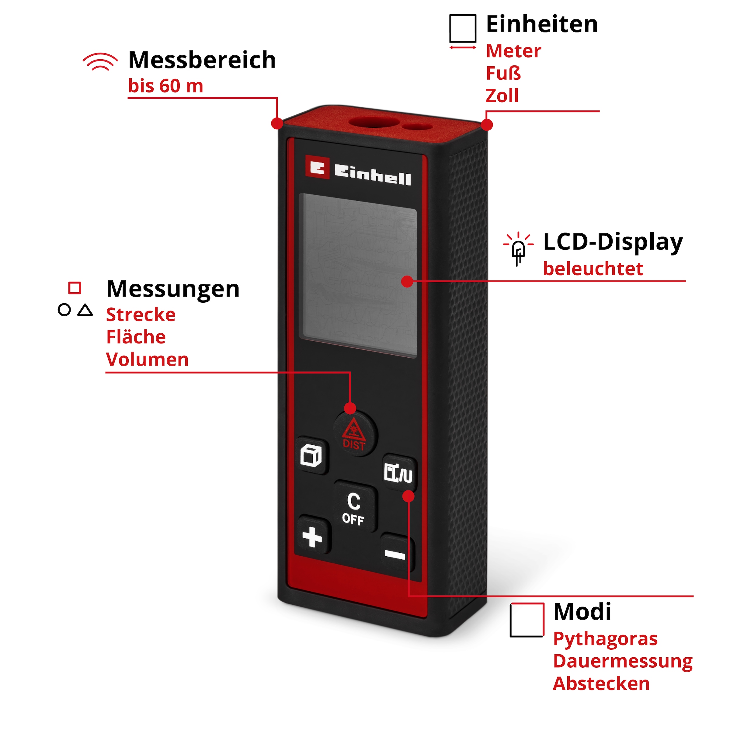 Einhell Lasermessgerät »Laser-Distanzmesser TC-LD 60 R«