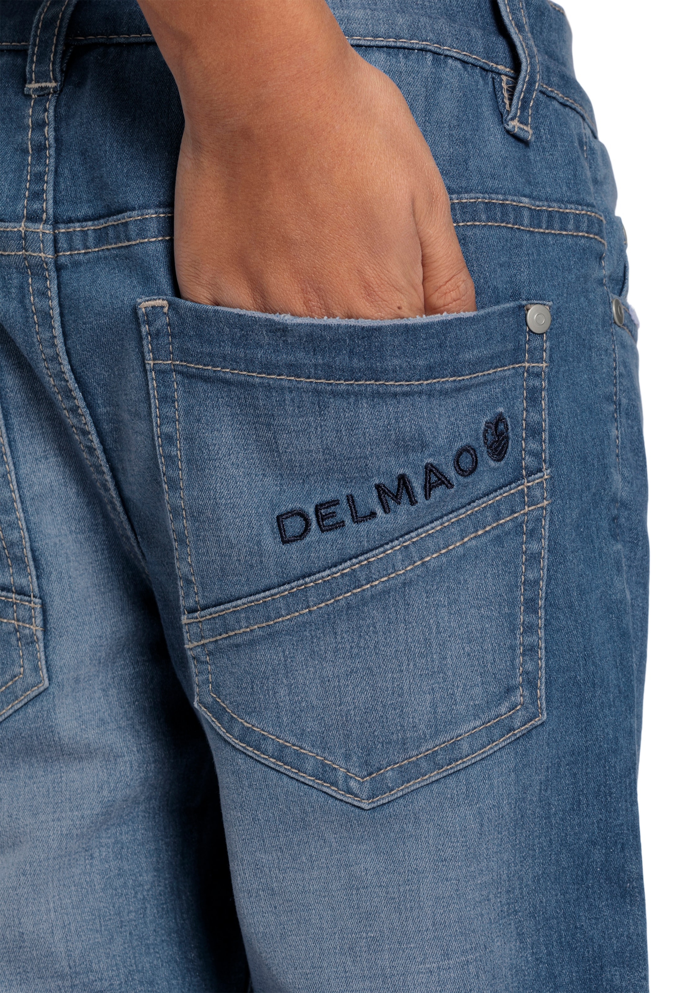 DELMAO Stretch-Jeans »Straight-fit Jeans für Jungen« elastisches Material,  Used-Look-Waschung,  niedrige Leibhöhe
