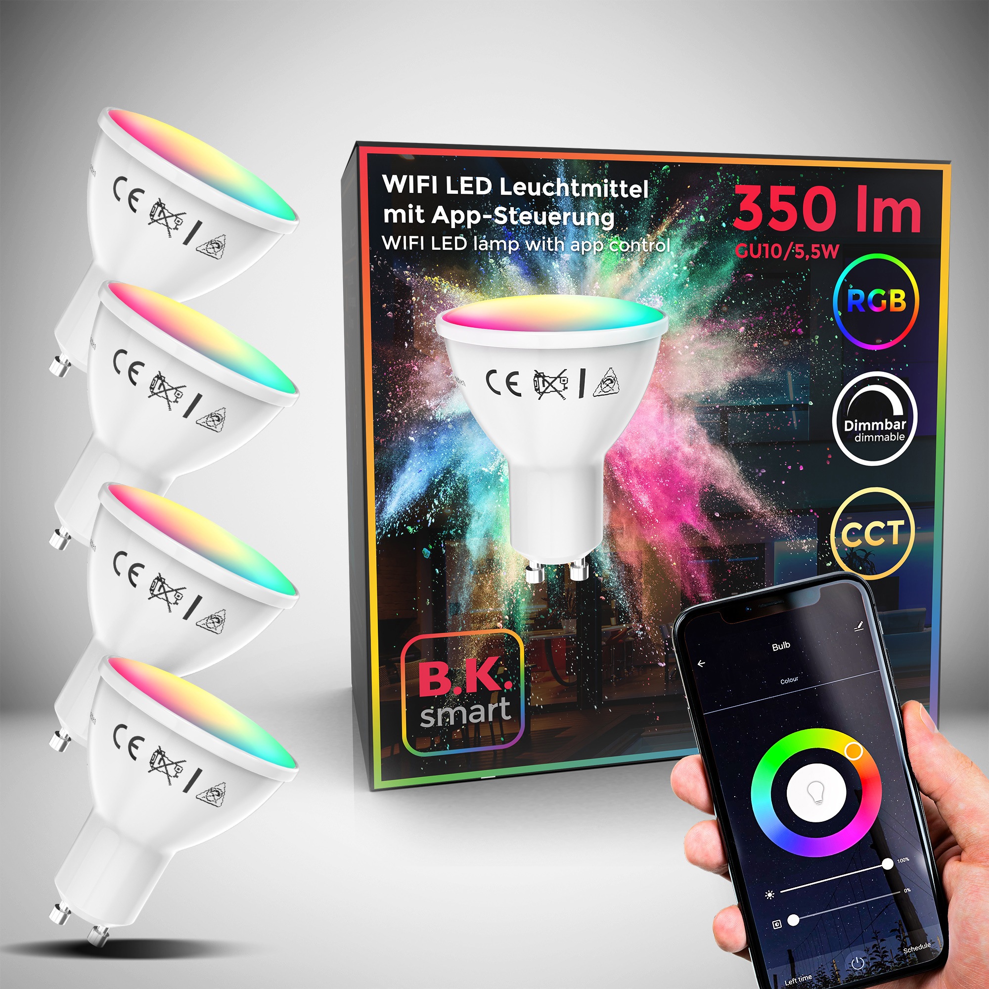 B.K.Licht LED-Leuchtmittel, GU10, 4 St., Farbwechsler, Smart Home LED-Lampe, RGB,... kaufen