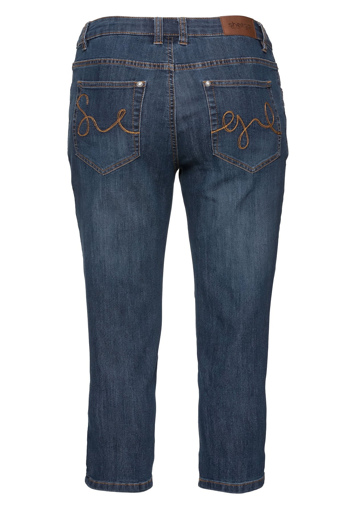 Sheego Caprijeans »Caprijeans mit Used-Effekten«