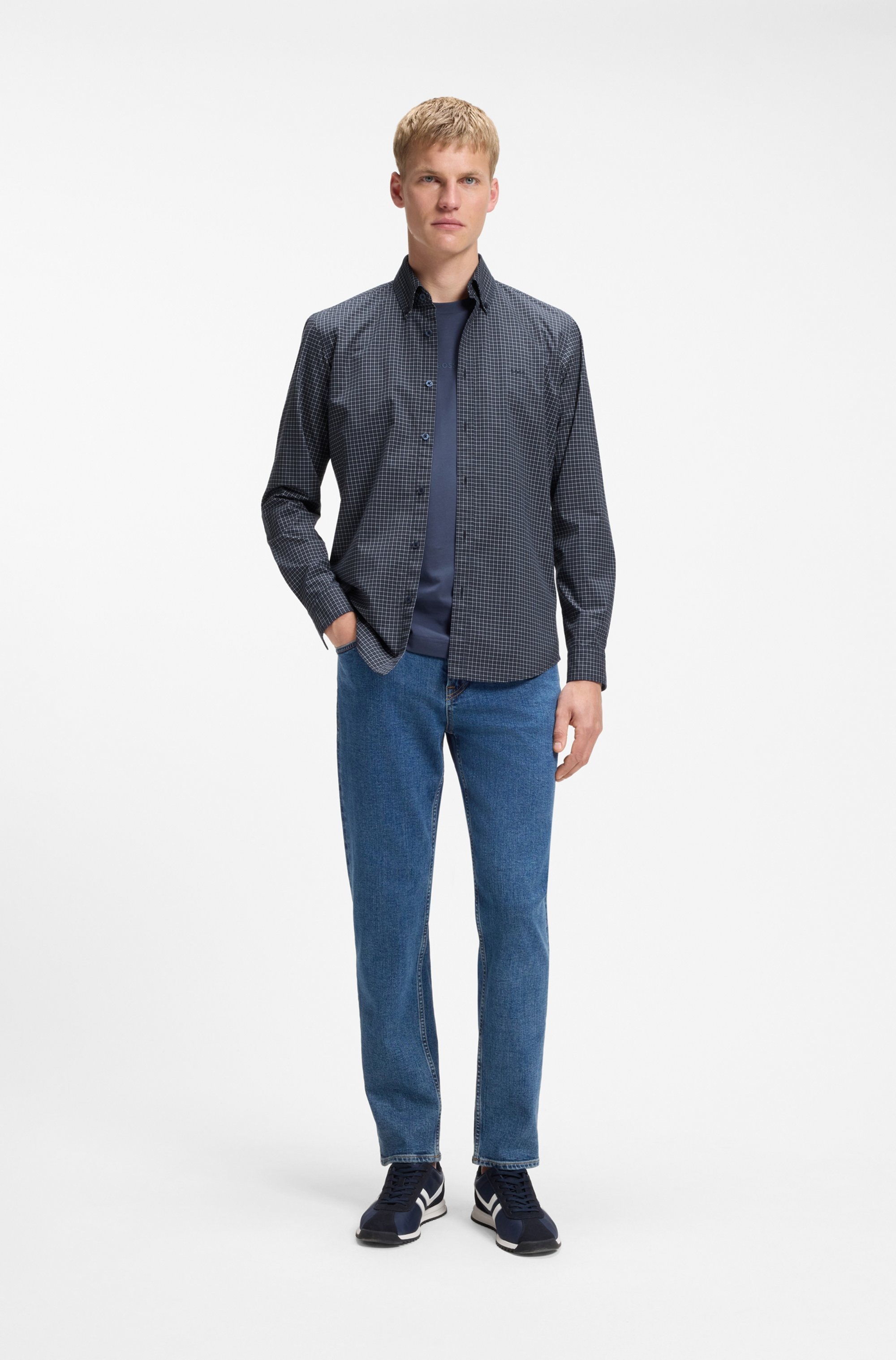 BOSS ORANGE Langarmhemd »Rickert M« Button-down-Kragen, Baumwoll-Stretch, Regular Fit