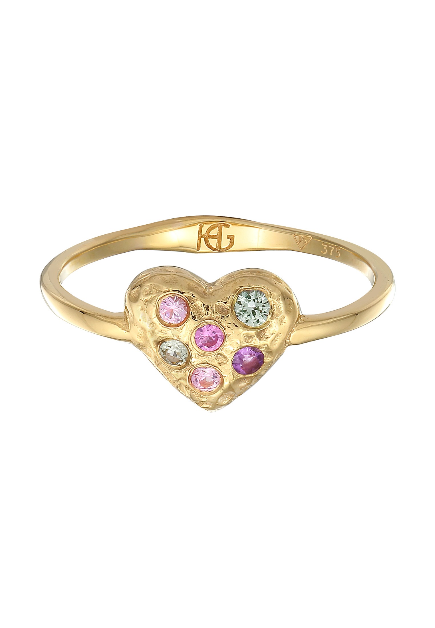 HAZE & GLORY Silberring »Ring Heart Turmalin Saphire Alexandrit 375 Gelbgold«