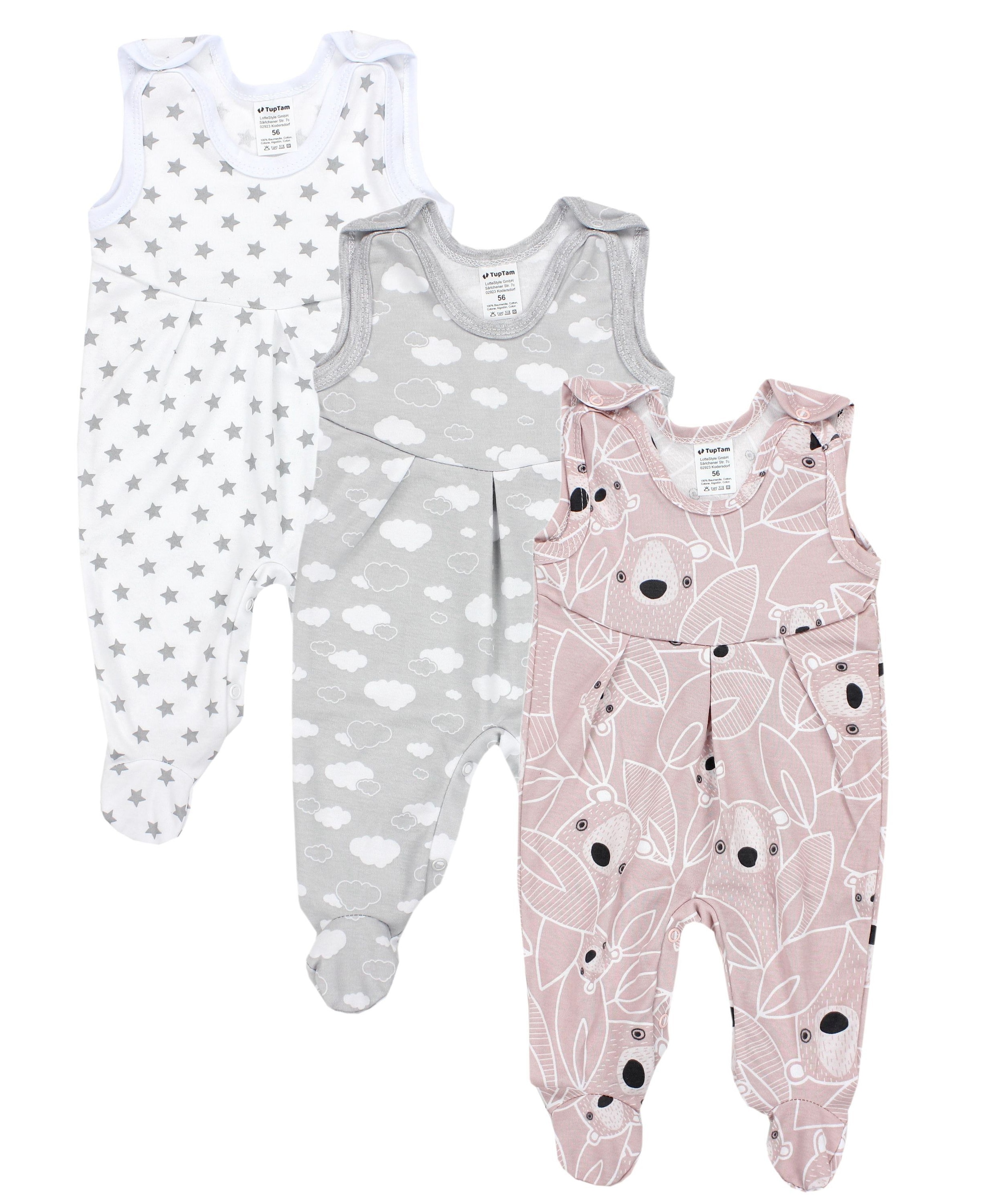 TupTam Strampler »Strampler Baby Mädchen Strampler mit Fuß 3er Pack«