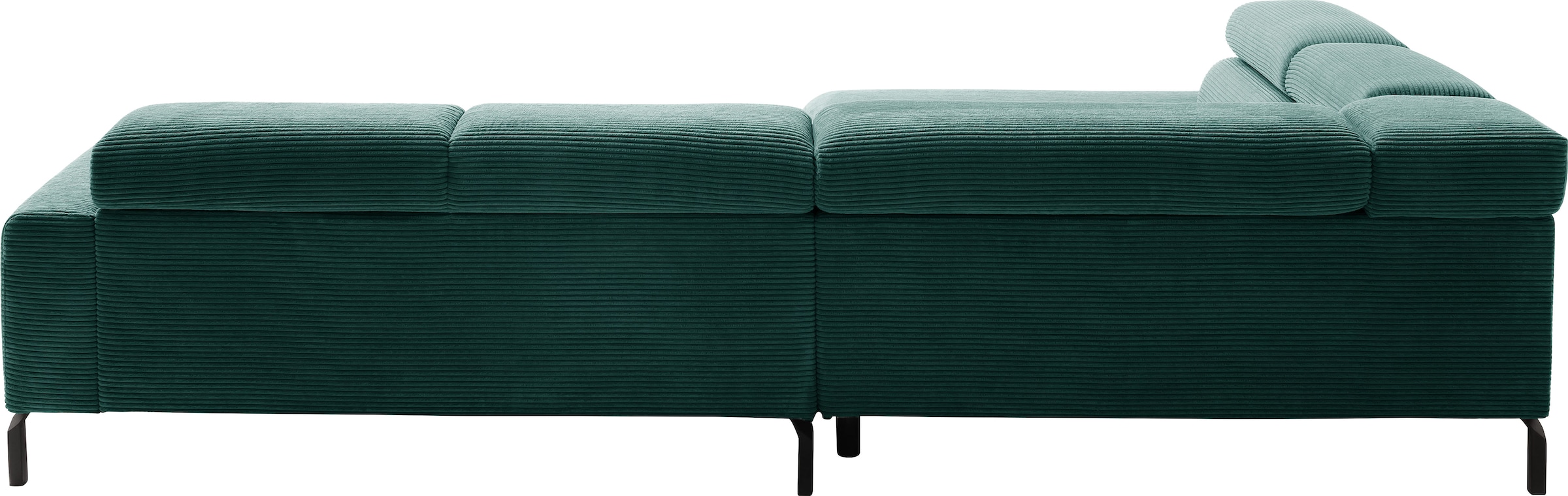 Places of Style Ecksofa »Antonelli, L-Form, inkl. Kopfteilverstellung, Breite 312 cm«, ohne Sitztiefenverstellung, in Cord, grün