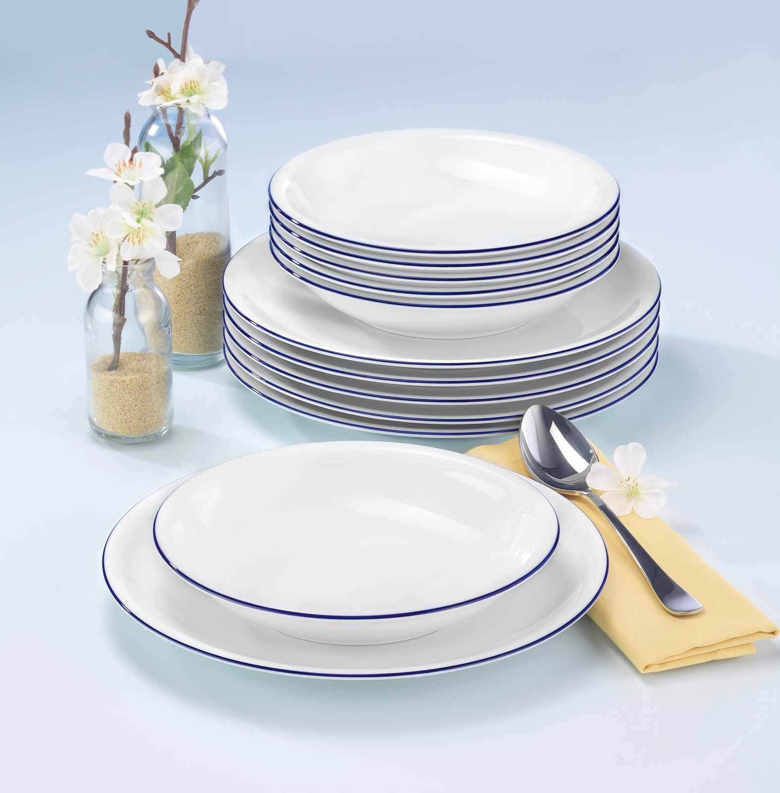 Seltmann Weiden Speiseteller »Speiseteller Compact Blaurand ø 27 cm 6er Set weiß-blau«