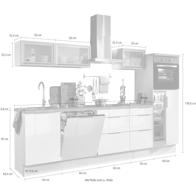 OPTIFIT Küchenzeile »Tara«, ohne E-Geräte, mit Vollauszug und Soft-Close- Funktion, Breite 280 cm auf Rechnung bestellen