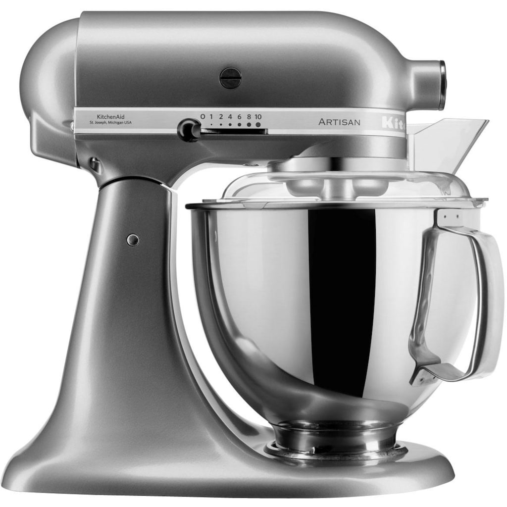 KitchenAid Küchenmaschine »5KSM175PSECU+5KSMVSA CONTOUR SILVER«, mit Gratis Gemüseschneider und 3 Trommeln (Wert ca. 129,- UVP)