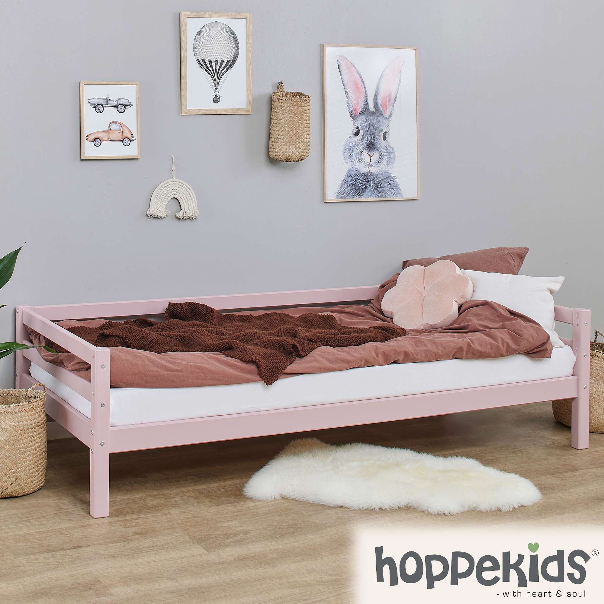 Hoppekids Daybett »Kinderbett ECO Dream, Einzelbett, Juniorbett 90x200«, (Bett), Weiß, Grün, Blau, Rosa, Grau