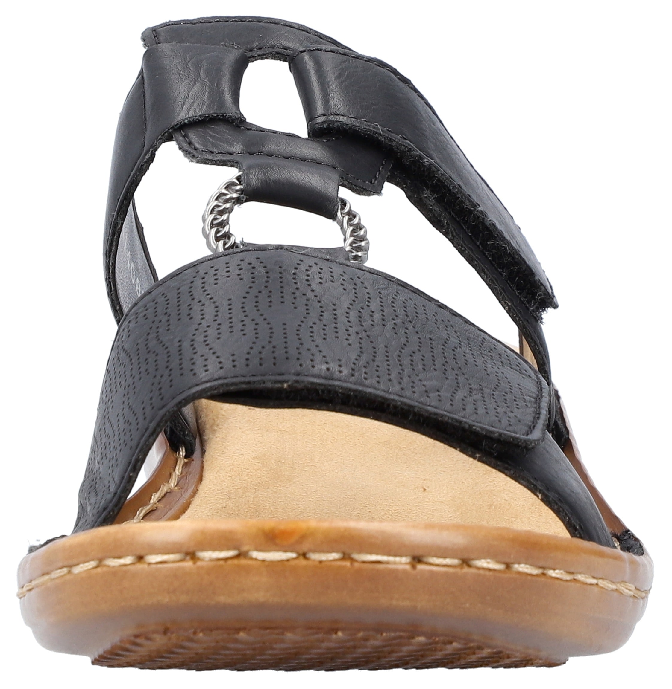 Rieker Pantolette, Keilabsatz, Sommerschuh, Schlappen mit Schmuckring