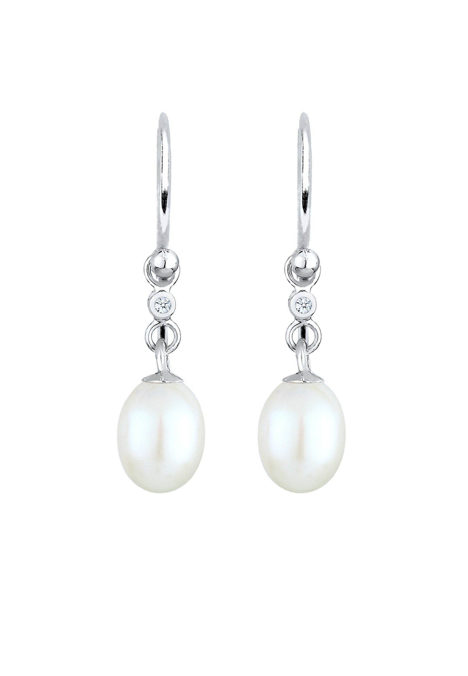 Elli DIAMONDS Paar Ohrhänger »Ohrringe Ohrhänger Diamant Süßwasserzuchtperle (0.03ct) 925 Sterling Silber«