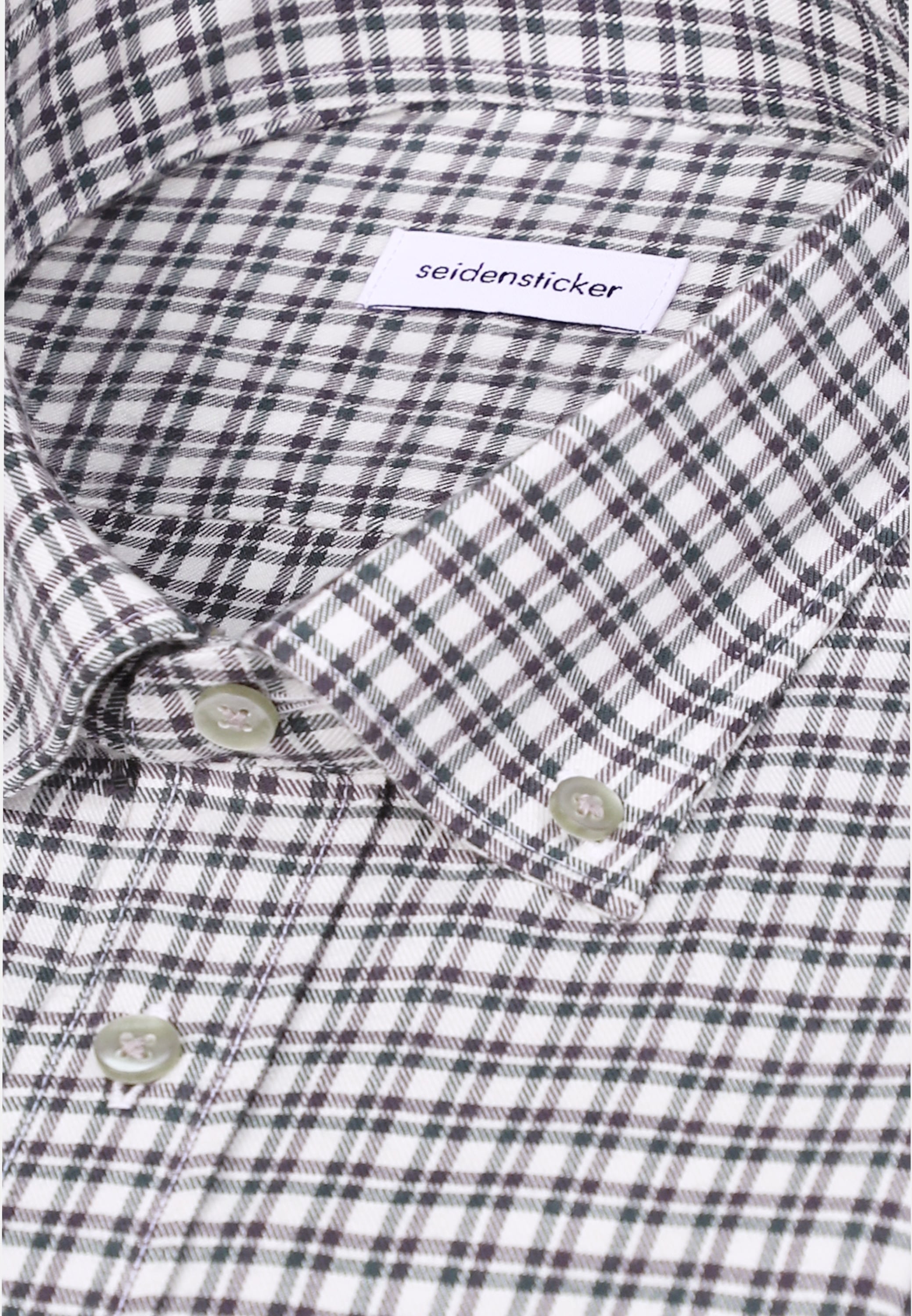 seidensticker Flanellhemd »Schwarze Rose« Comfort 1/1 Button-Down-Kragen Karo