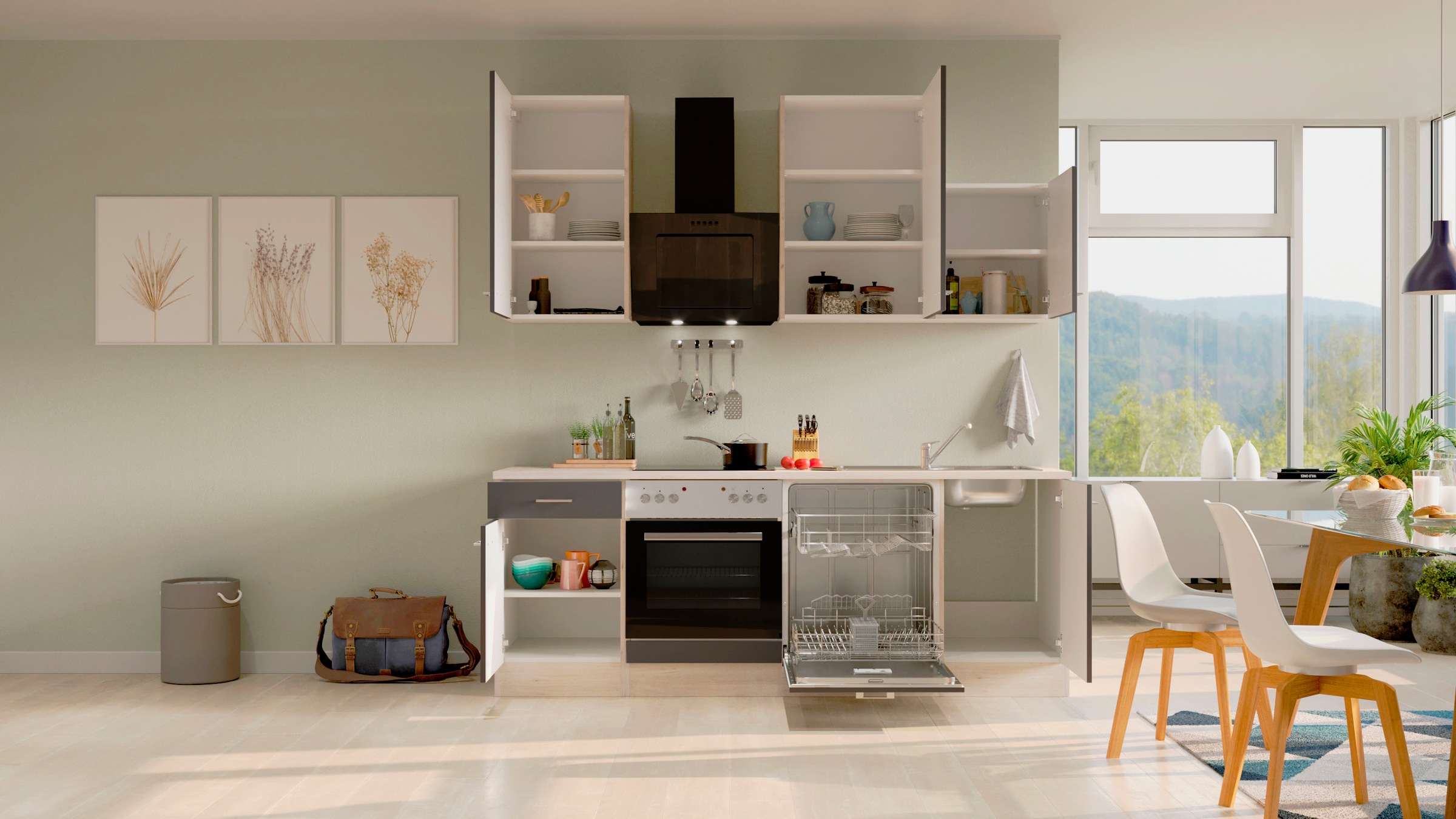 Flex-Well Küchenzeile »Morena« mit E-Geräten, Breite 220 cm, in vielen Farbvarianten erhältlich