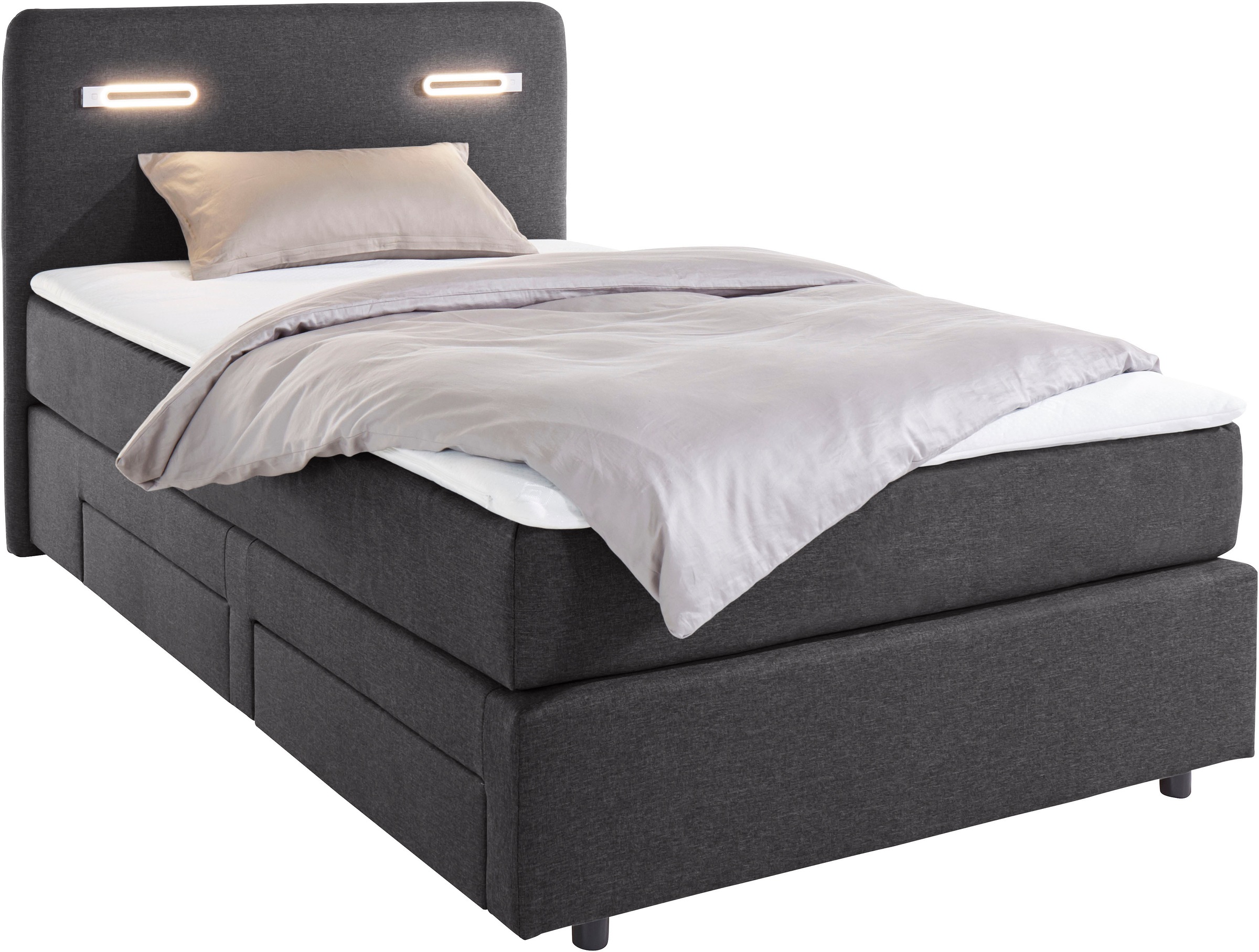 Home affaire Boxbett »Luan« Schubkästen, LED-Beleuchtung und Topper, in Breite 120 cm und 180 cm