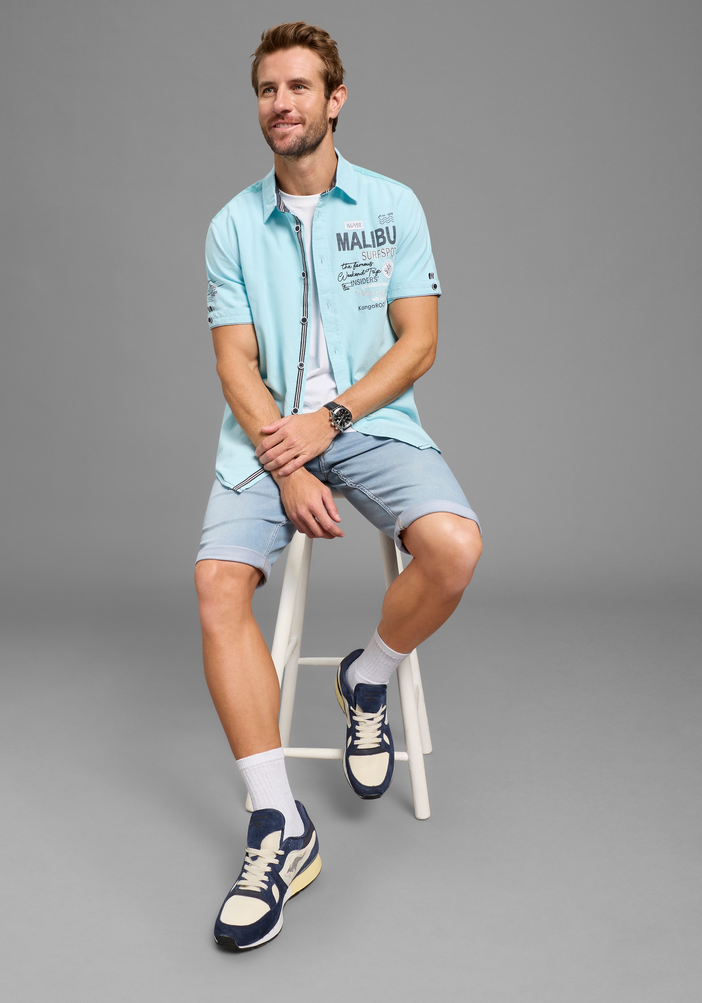 KangaROOS Kurzarmhemd Kurzarm, für Casualmode und Streetwear, aus Baumwolle