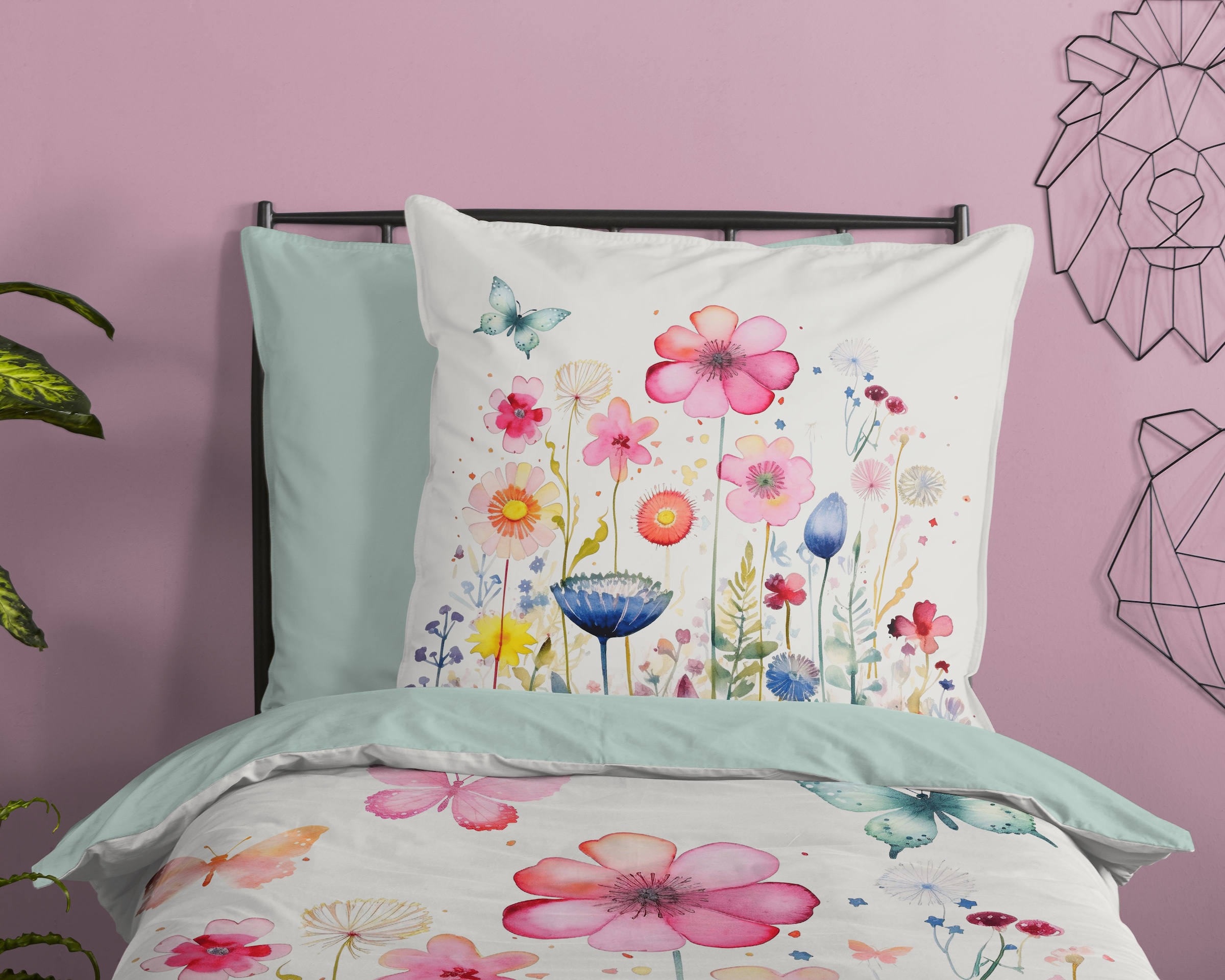 PURE luxury collection Kinderbettwäsche »Kiki«, Mikrofaser, 135x200, 2 Teilig, Wendeoptik, Kind, Mädchen, Blume