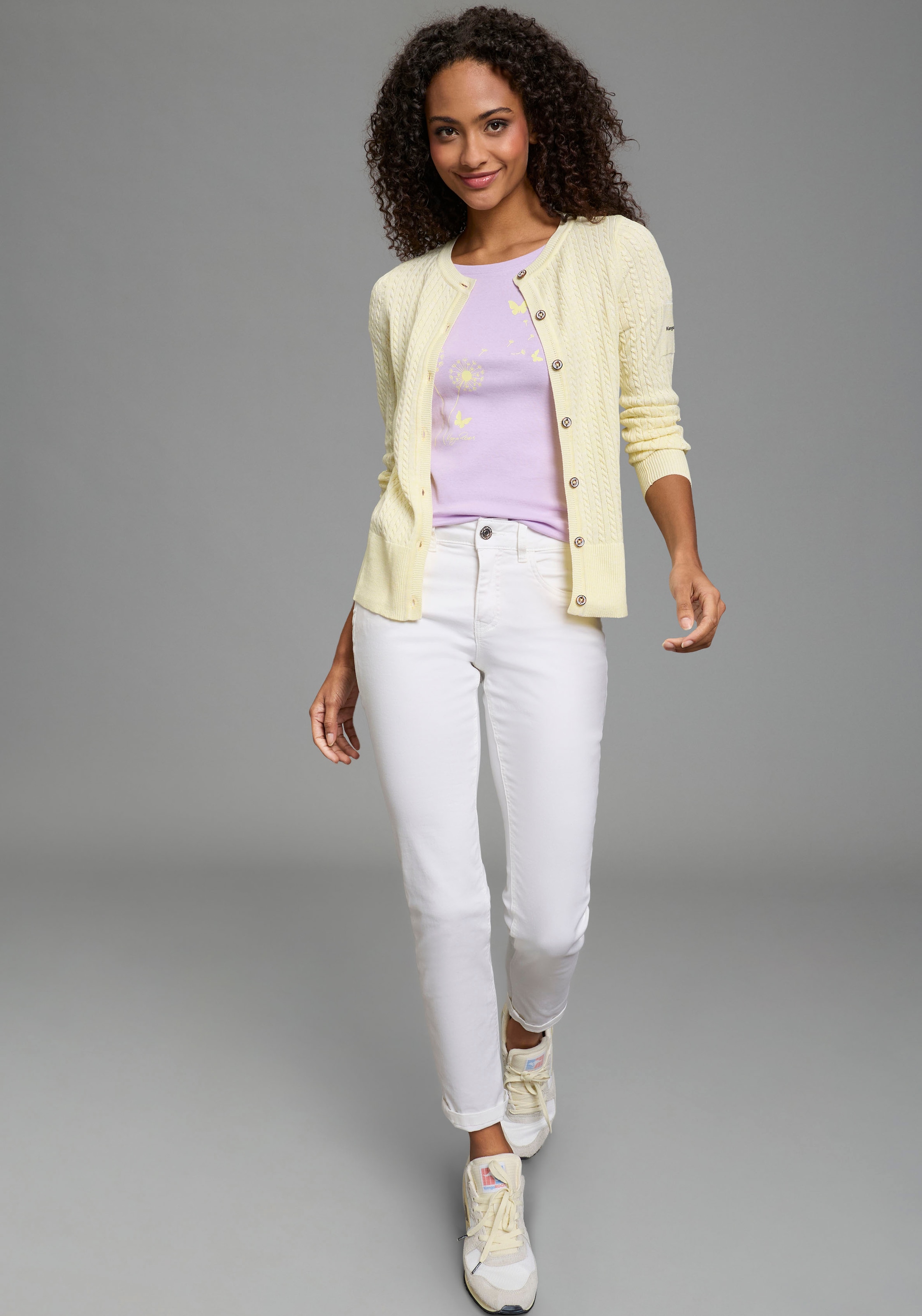 KangaROOS Strickjacke Strickjacke mit Zopfmuster in mélange Optik - NEUE-KOLLEKTION