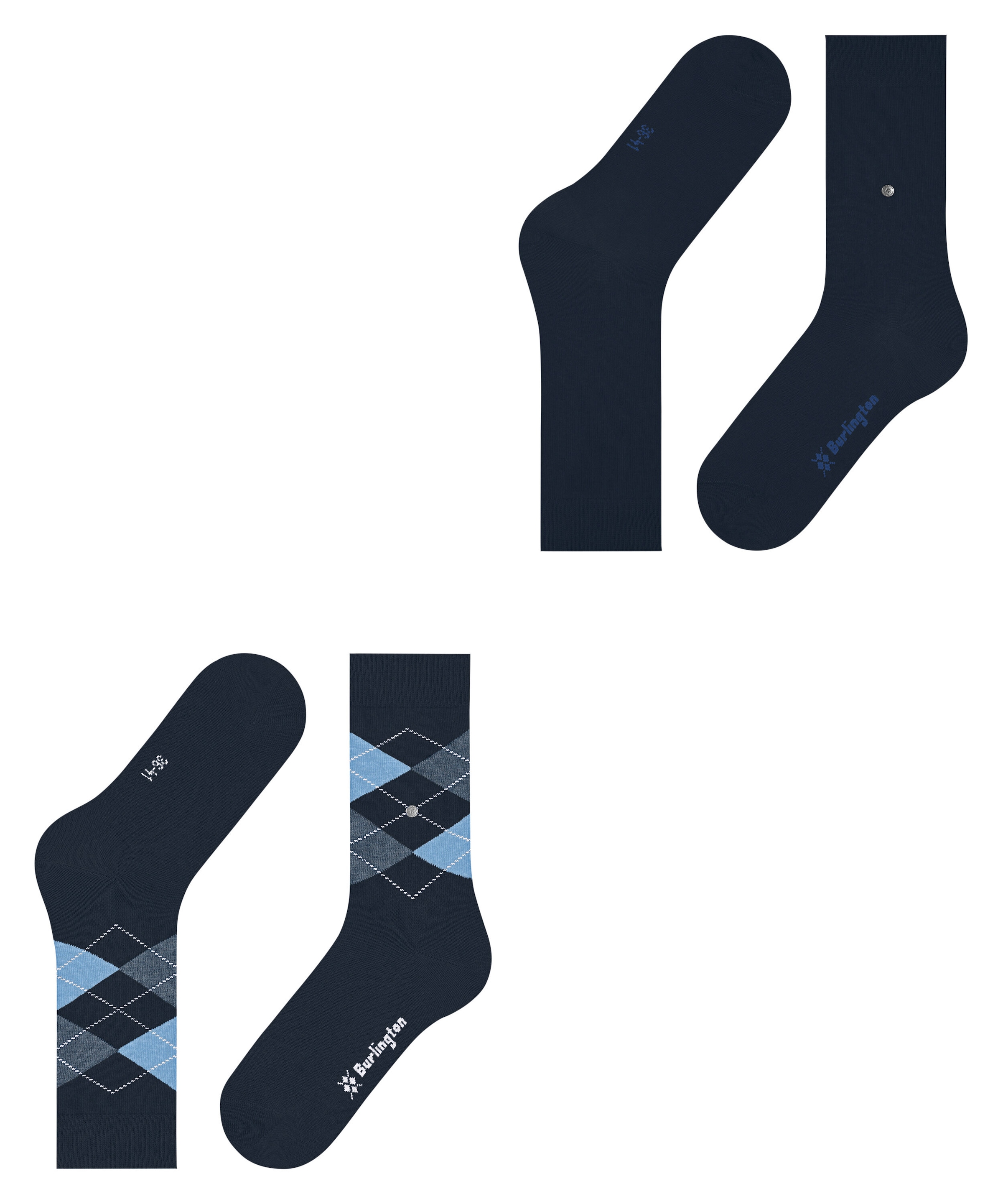 Burlington Socken »Everyday Mix« 2 Paar,  Einheitsgröße 36-41, unifarben und Argyle-Muster