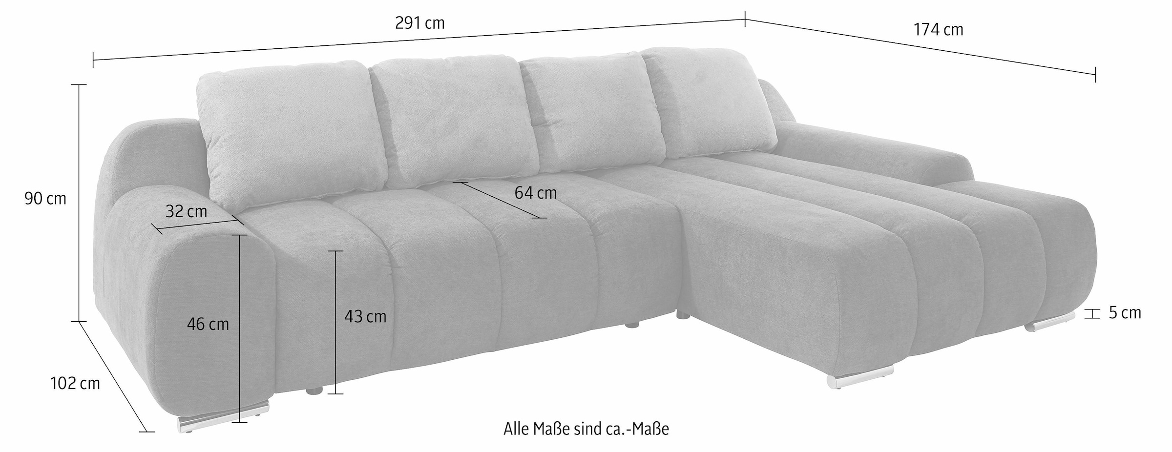 INOSIGN Ecksofa »Bono L-Form«, wahlweise mit Bettfunktion