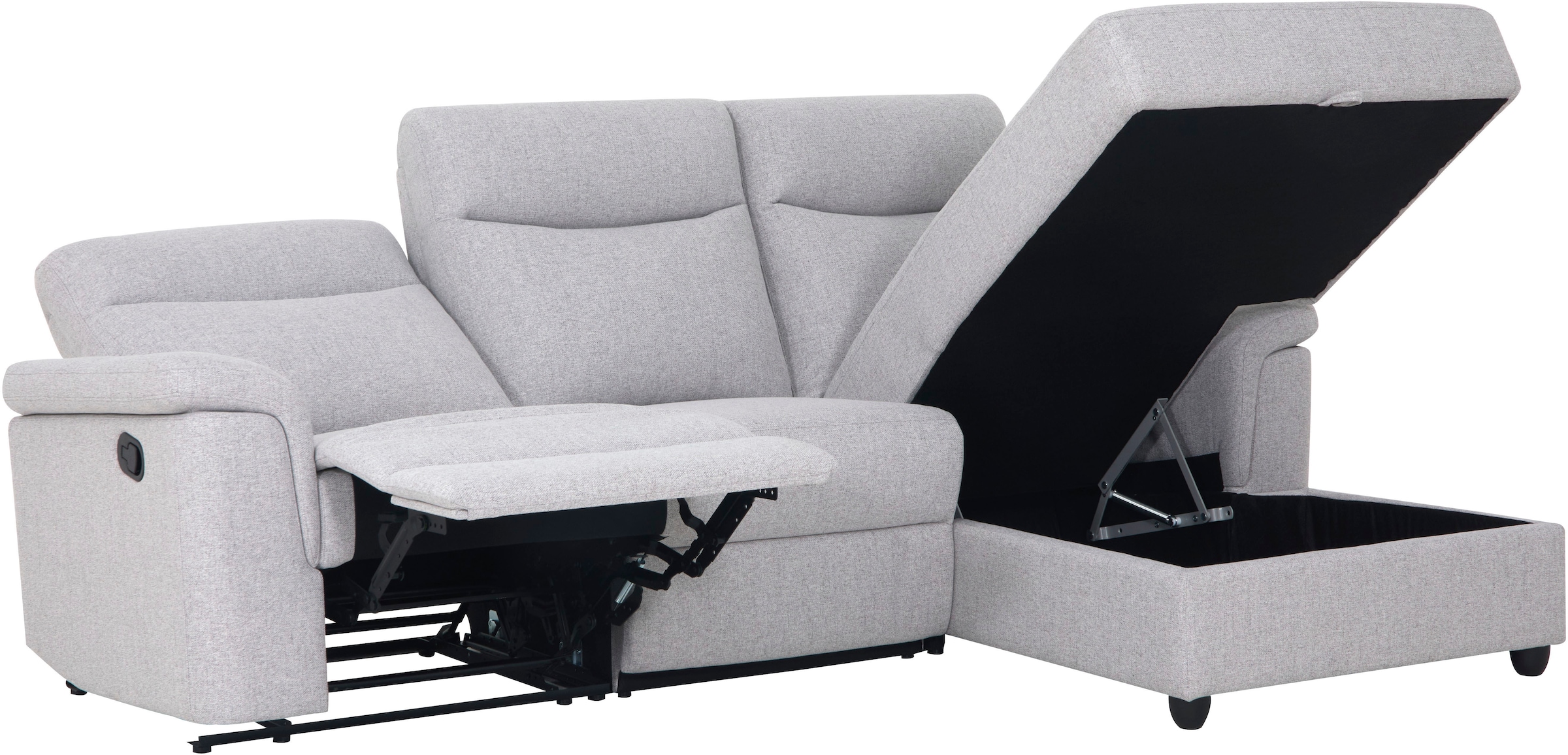 Home affaire Ecksofa »BRIONNE, L-Form, 255cm, manuelle u. elektrische Funktion (USB A/C),«, Liegefunktion, Stauraum, Federkernpolsterung, Webstoff