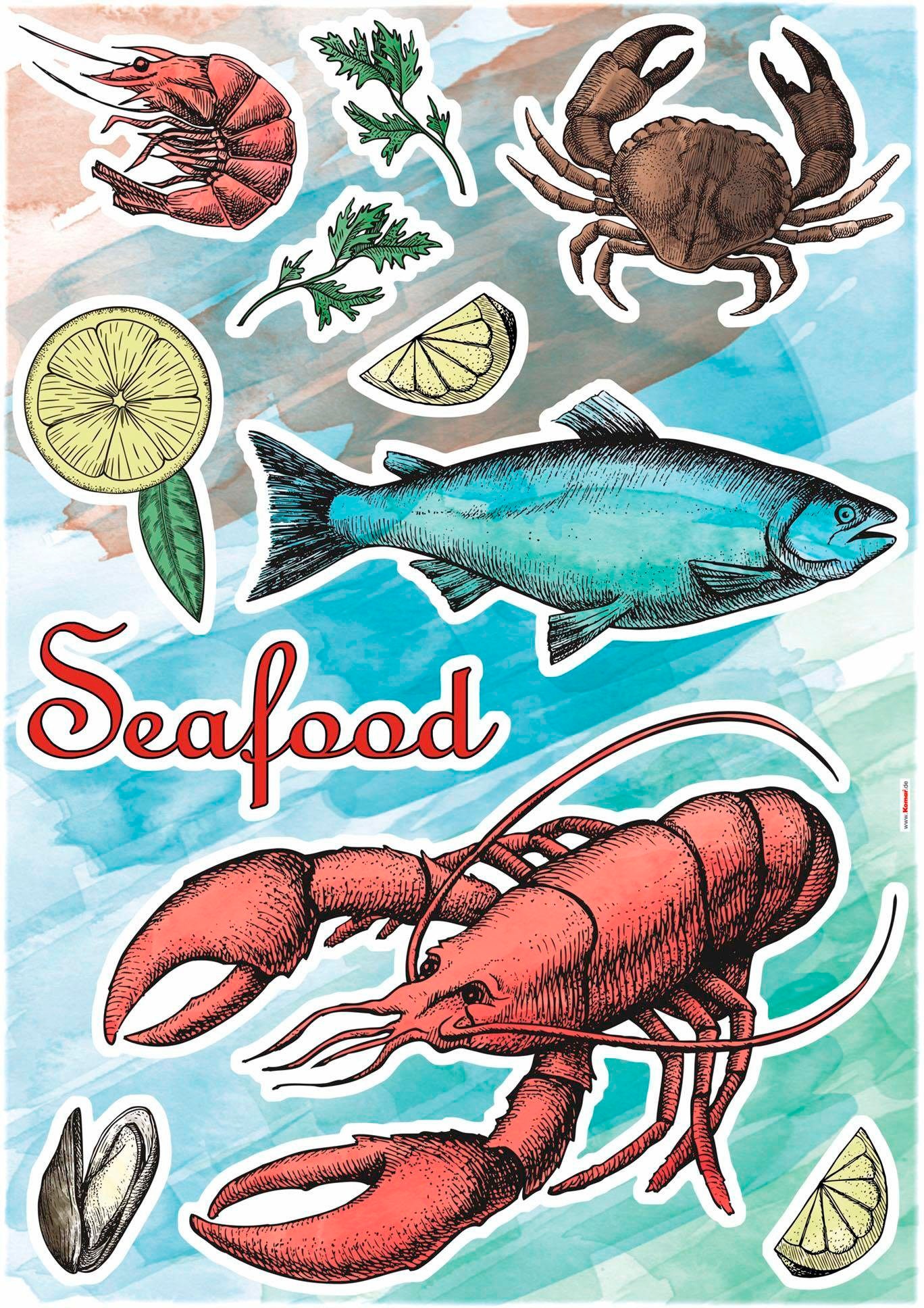 Komar Wandtattoo »Seafood«, 50x70 cm 3 XXL selbstklebendes Jahren Wandtattoo online (Breite Höhe), | Garantie kaufen mit x